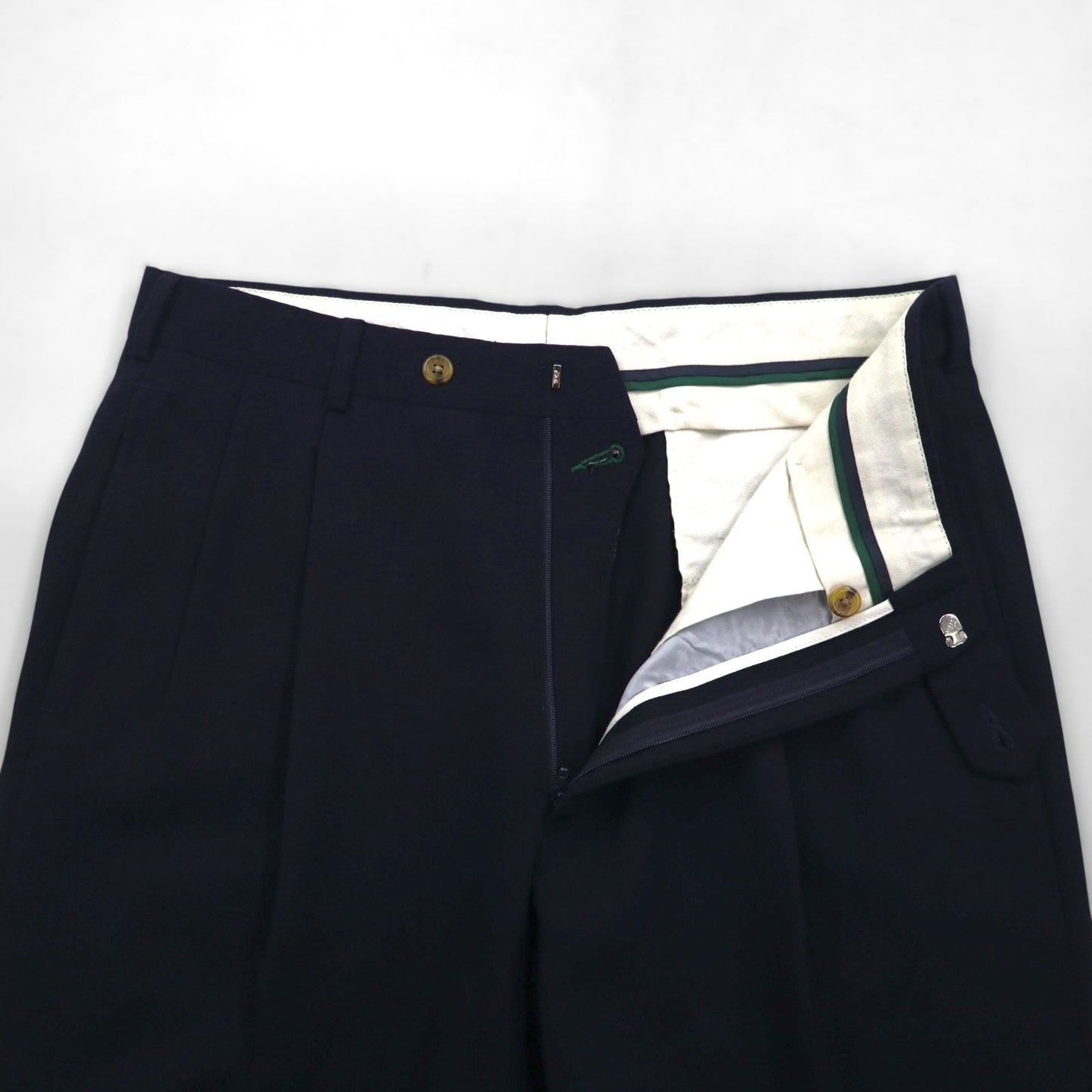 TOMMY HILFIGER 90年代 2タック ワイド スラックスパンツ L ネイビー ウール ギャバジン