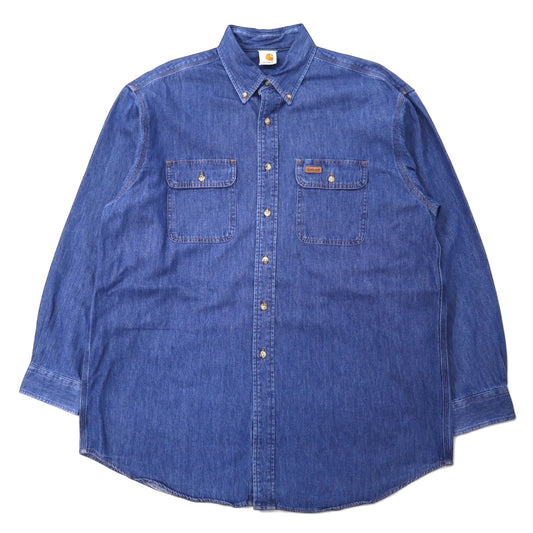 Carhartt denim button-down shirt, XL, blue cotton, oversized