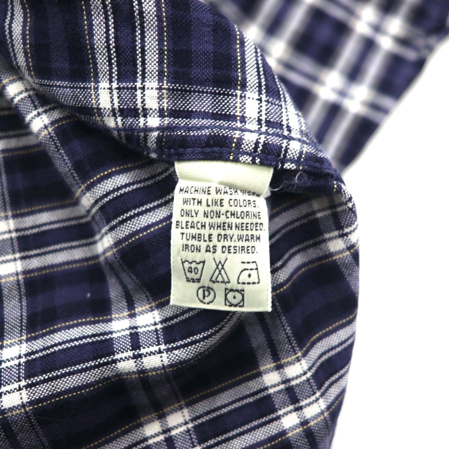 Eddie Bauer 90年代 ボタンダウンシャツ L ネイビー コットン チェック 胸ポケット