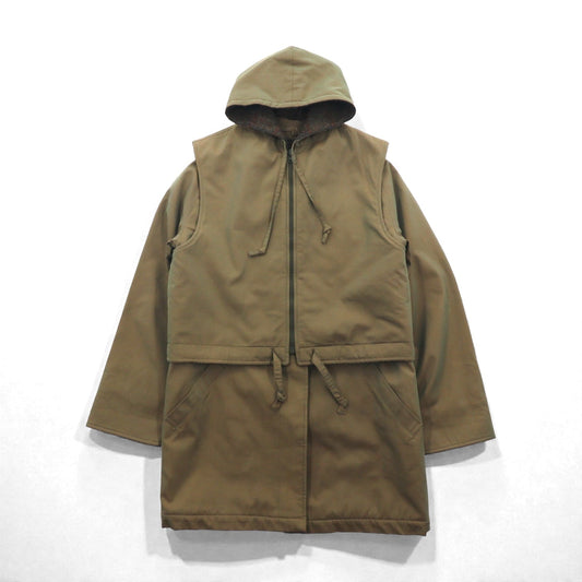 BURBERRY 英国製 90年代 ヴィンテージ 3WAY レイヤード ステンカラーコート M フーデッドベスト ヨーク 一枚袖 玉虫色 裏地ツイード イギリス製