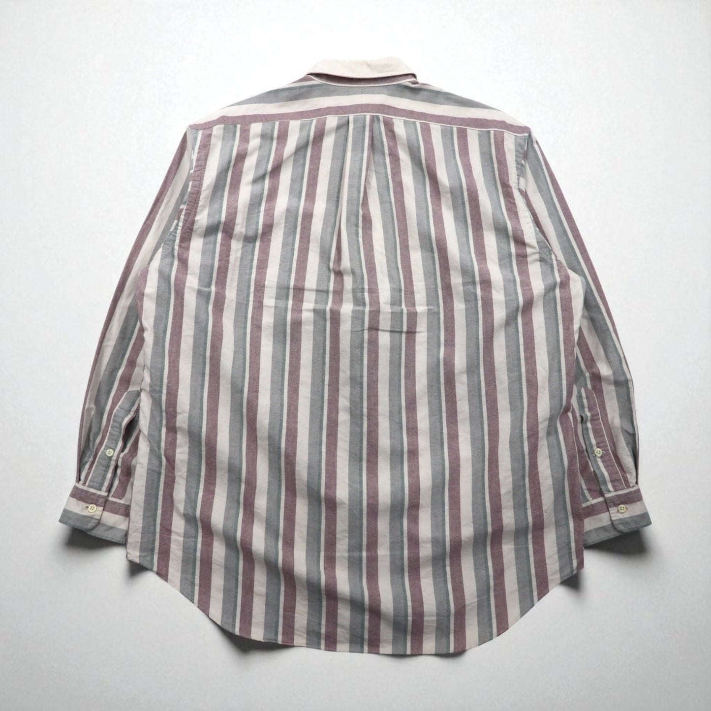 Polo Ralph Lauren 90年代 クレリックシャツ L グレー ストライプ 胸ポケット ワッペン エンブレム