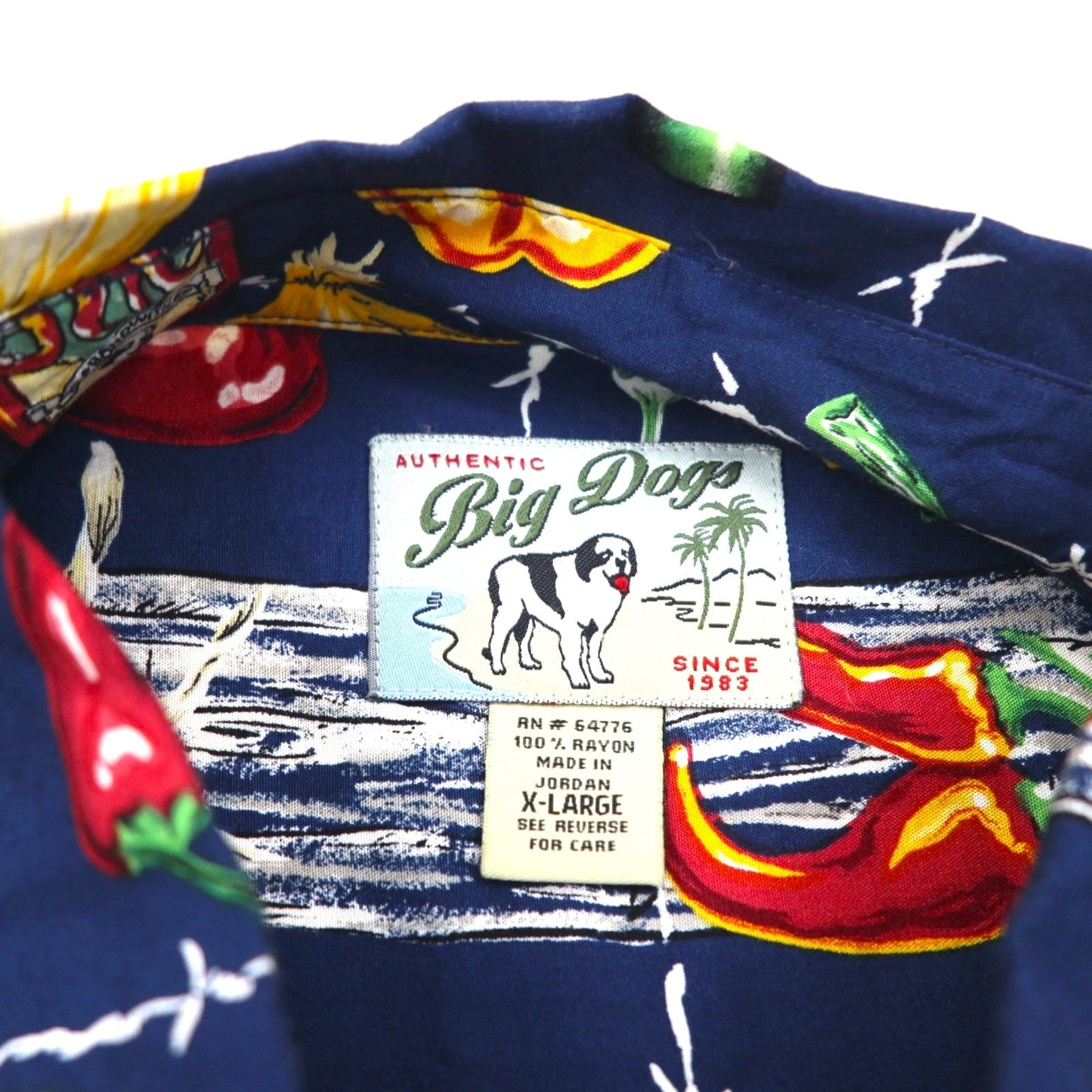 Big Dogs 90s Aloha Shirt, XL, Navy, Rayon, All-Over Print