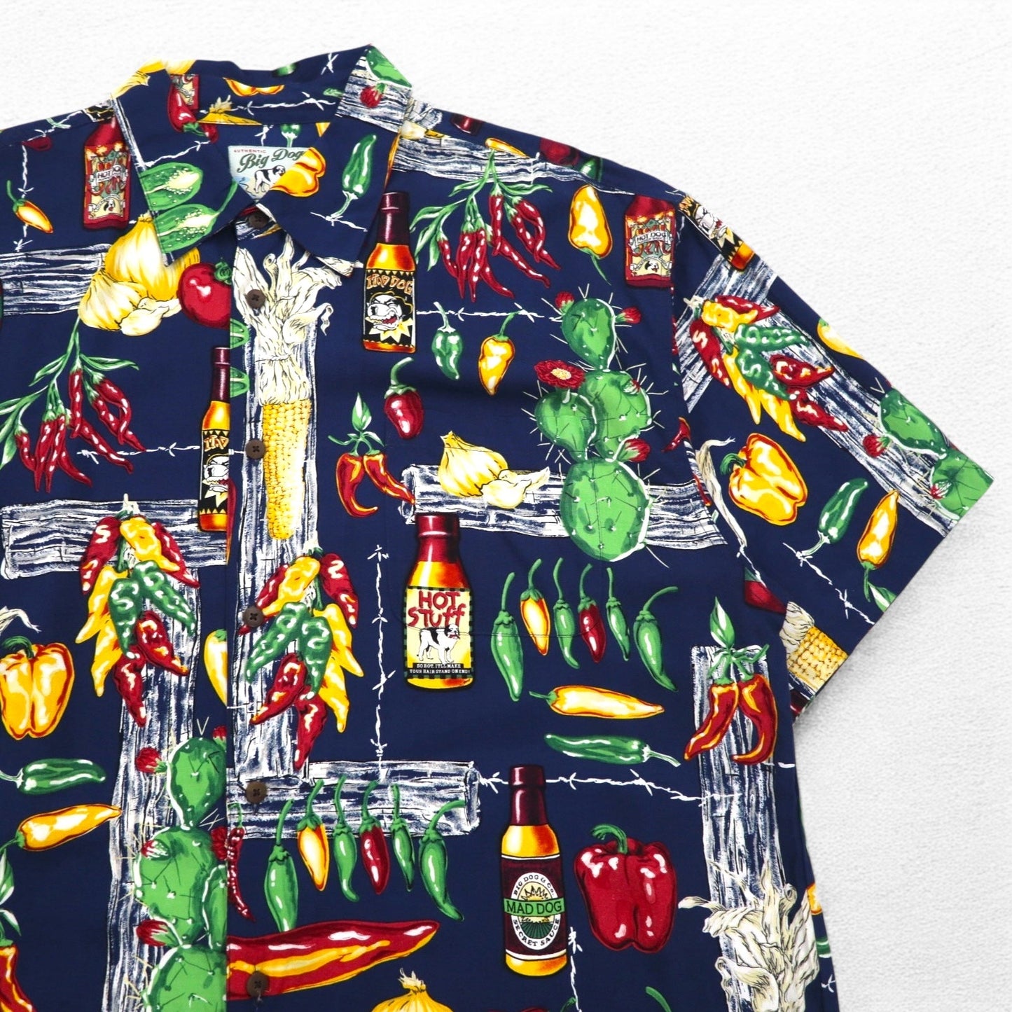 Big Dogs 90s Aloha Shirt, XL, Navy, Rayon, All-Over Print