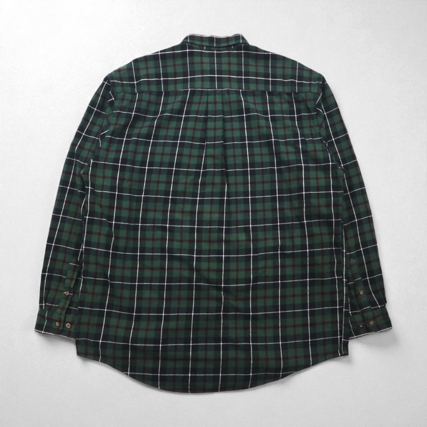 Eddie Bauer 90年代 ビッグサイズ ボタンダウン フランネルシャツ L グリーン コットン チェック