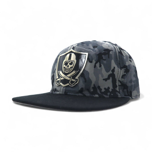 BLACK SUNDAY Snapback Baseball Cap, Free Size, Black Camouflage Skull Plate