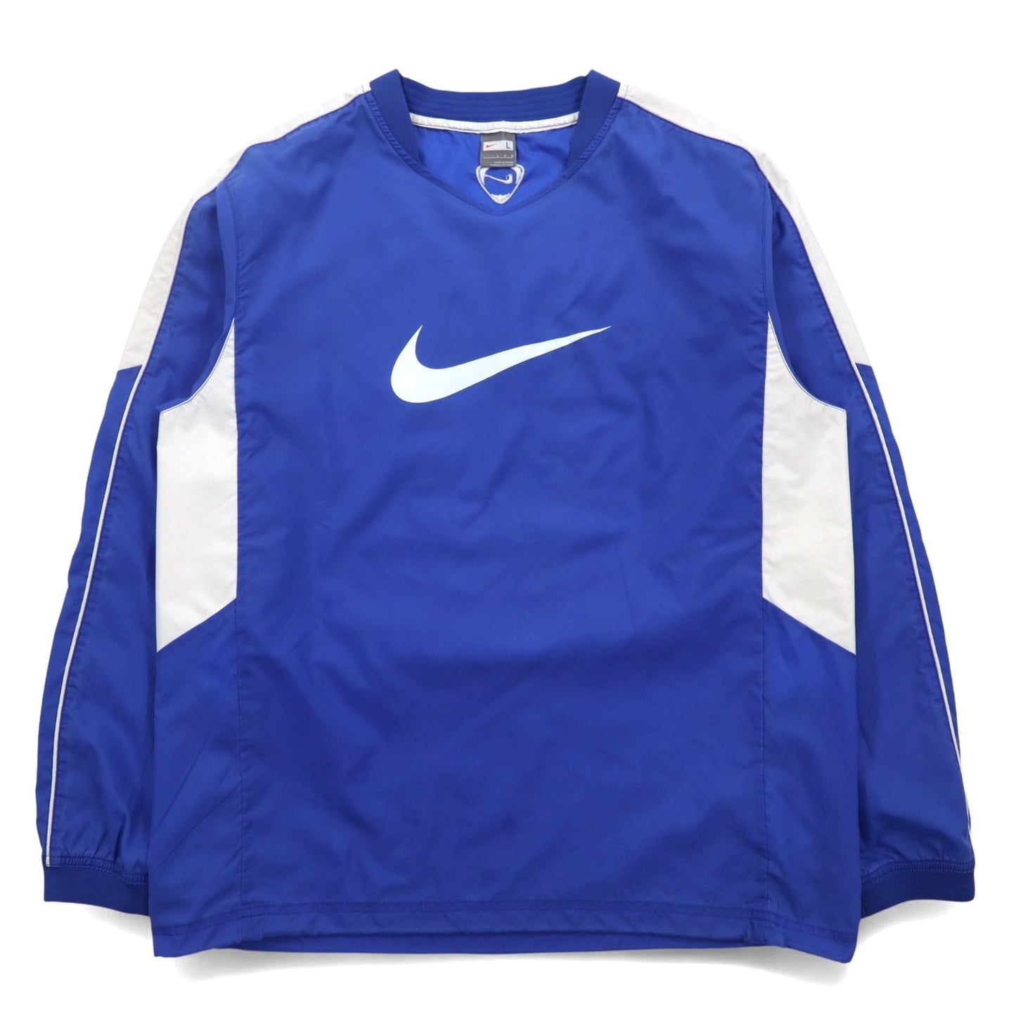 NIKE Piste Pullover Nylon Jacket, Size L, Blue with Swoosh Logo