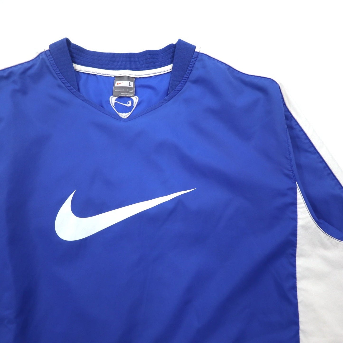 NIKE Piste Pullover Nylon Jacket, Size L, Blue with Swoosh Logo