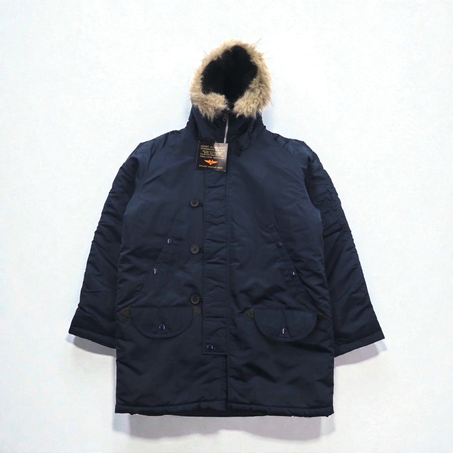 BAYLEAF AVIATION WEAR ミリタリー N-3B 中綿 フライトジャケット M ネイビー ファー US ARMY 未使用品