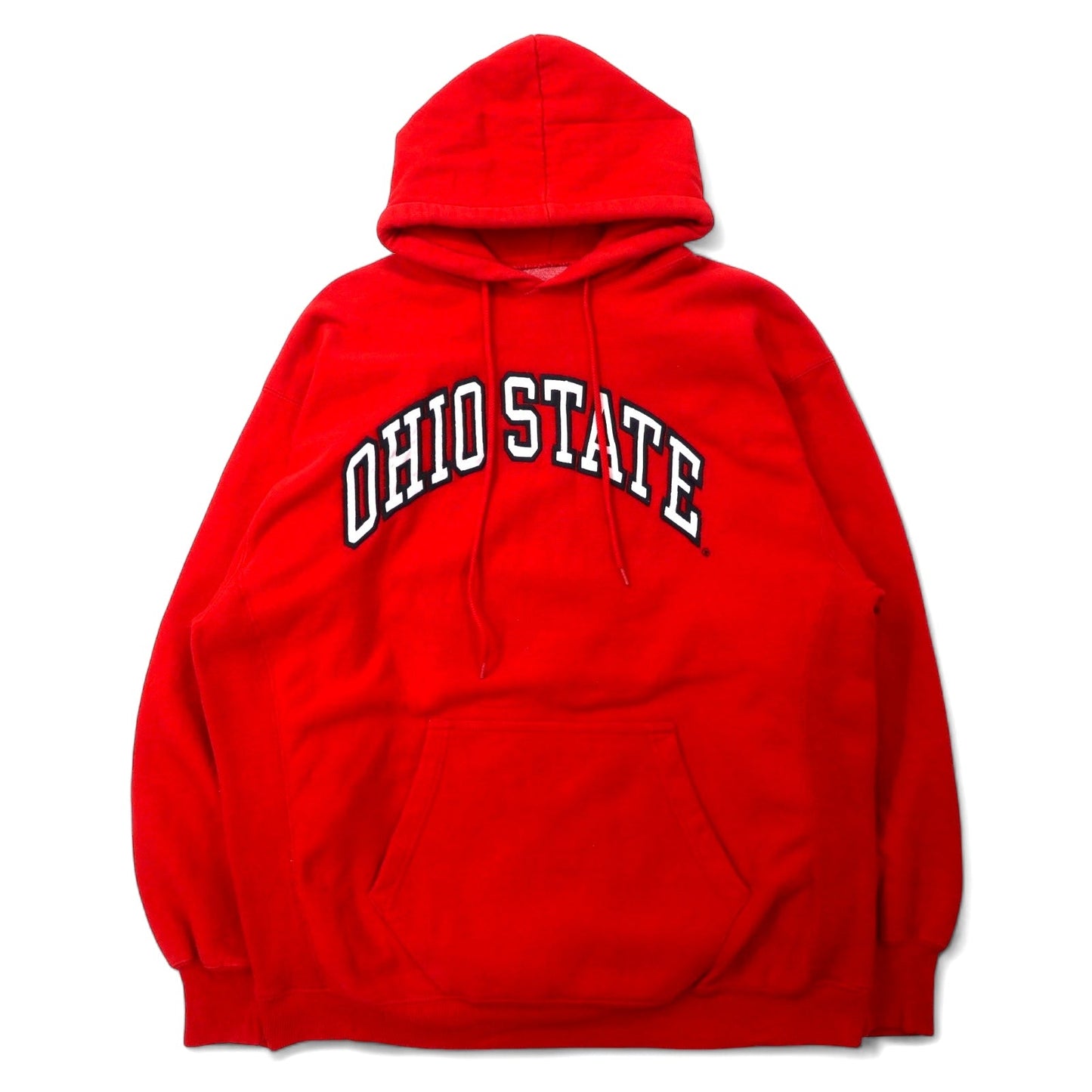 STEVE AND BARRY'S Reverse Weave Hoodie, Size L, Red, Cotton, Ohio State College Arch Logo, Oversized