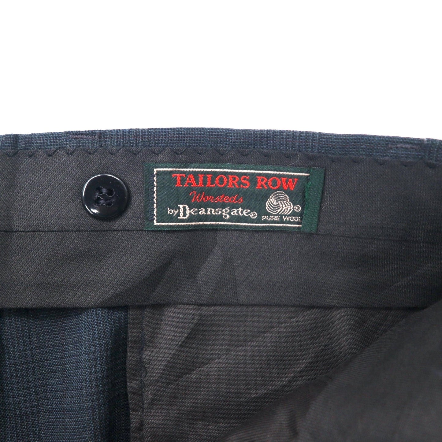 TAILORS ROW by Deansgate, USA-made, 1980s, two-pleat wide-leg slacks, size W96, gray check wool with suspender buttons.
