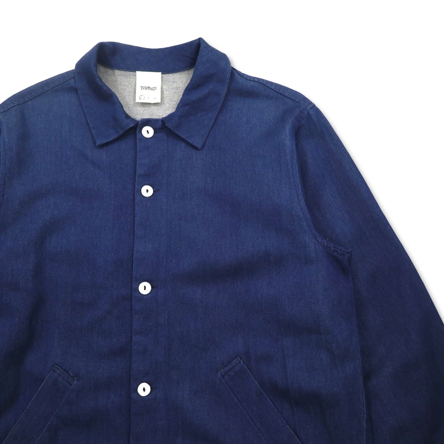 Badhiya (Ranraki) Oversized Denim Shop Coat, Size S, Blue Indigo Cotton