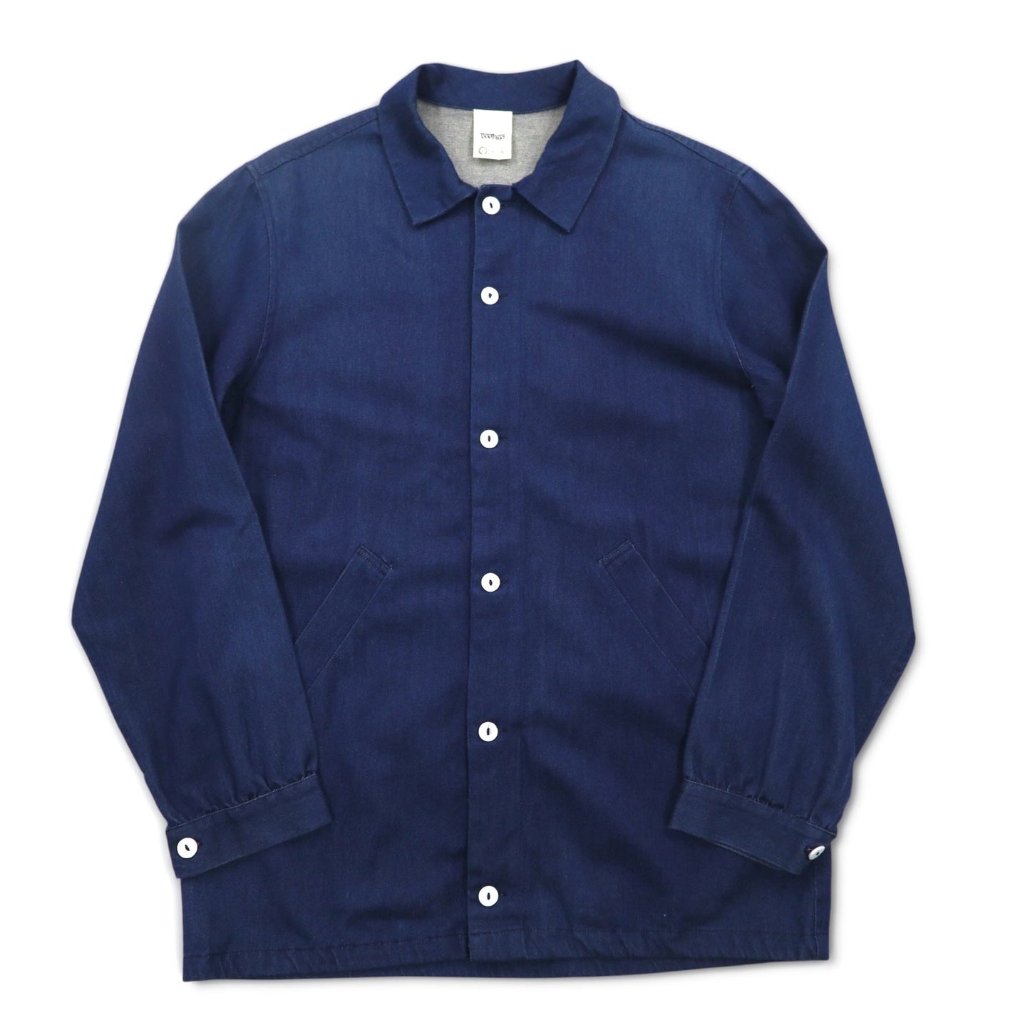 Badhiya (Ranraki) Oversized Denim Shop Coat, Size S, Blue Indigo Cotton