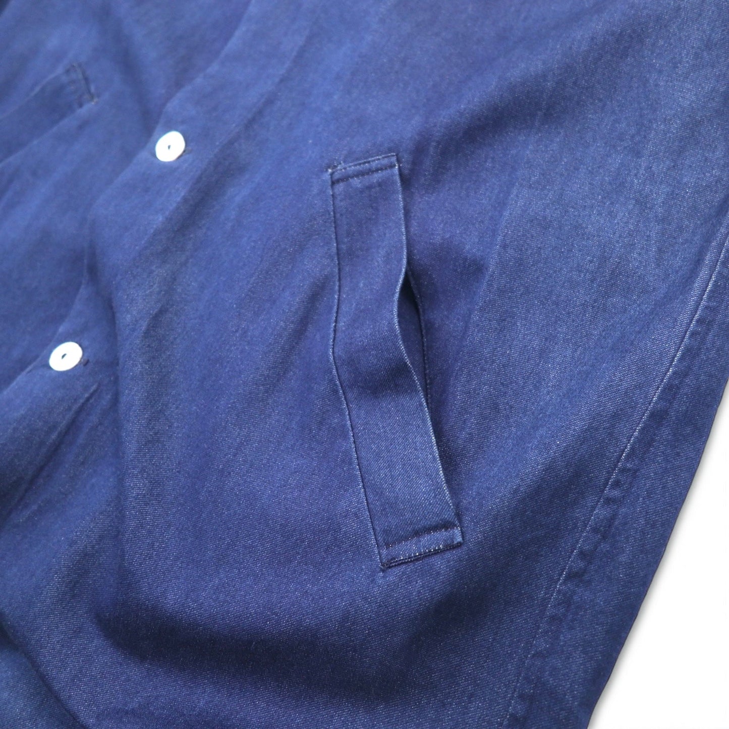 Badhiya (Ranraki) Oversized Denim Shop Coat, Size S, Blue Indigo Cotton