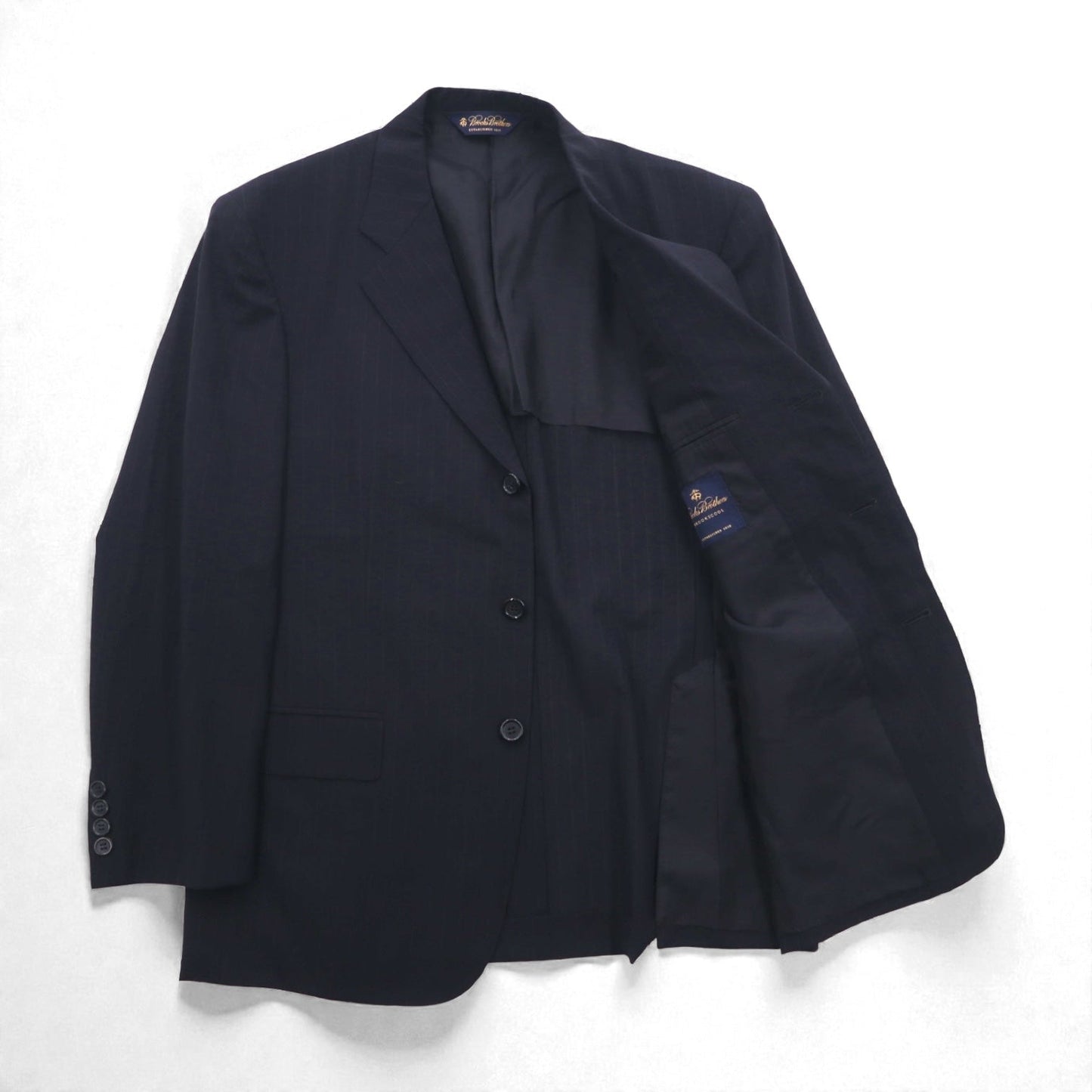 Brooks Brothers 3B セットアップ スーツ M ネイビー ウール ストライプ