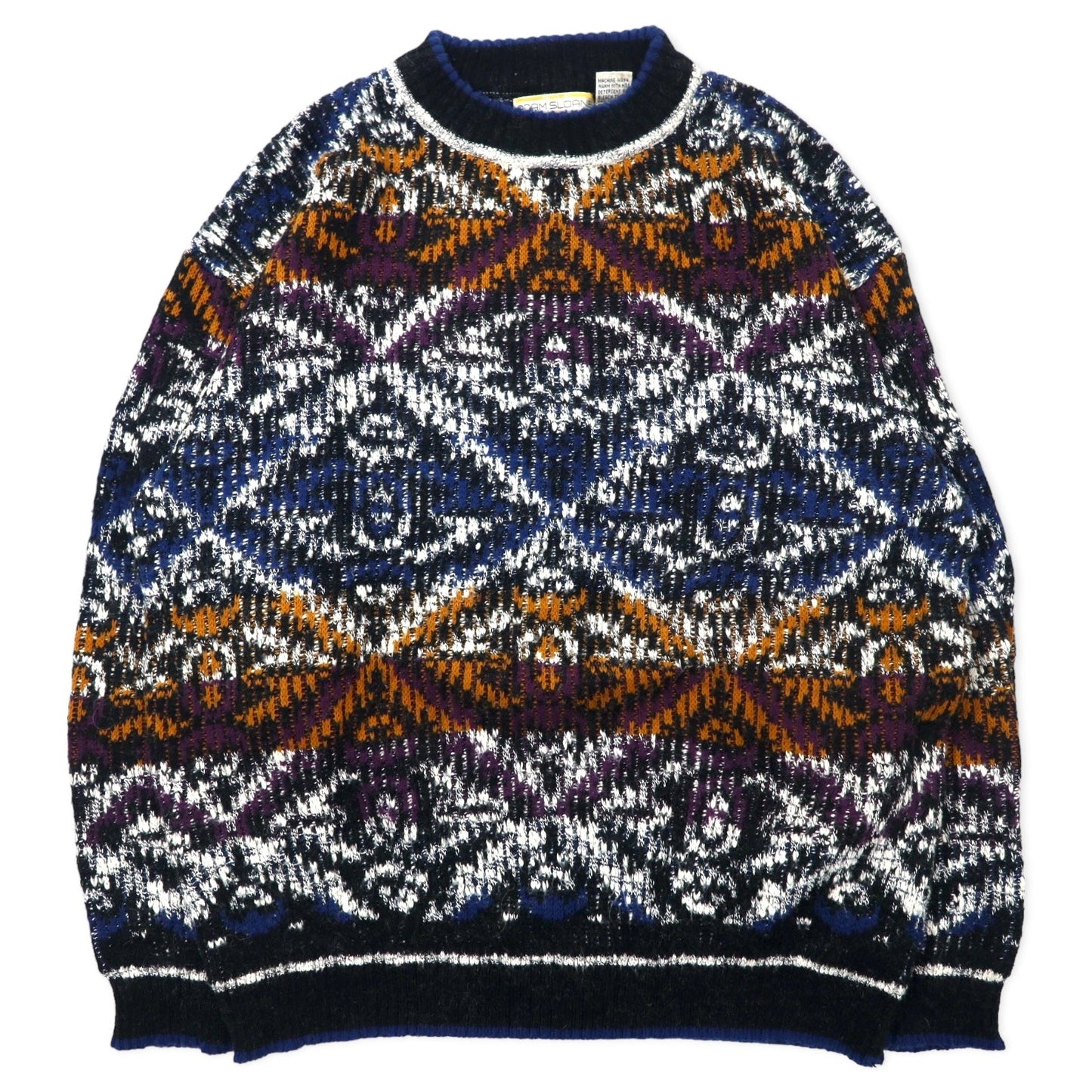 ADAM SLOANE 90s All-Over Print Acrylic Knit Sweater, Size L, Multicolor
