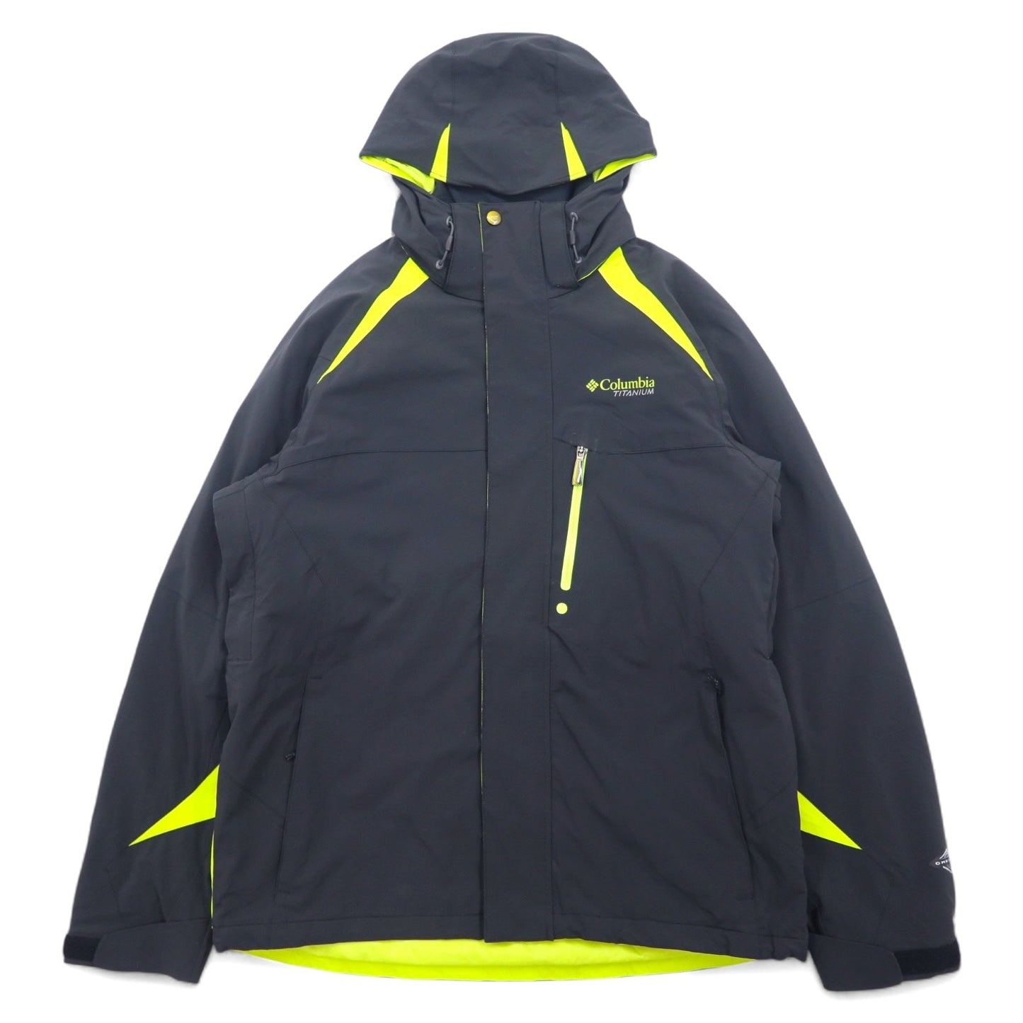 Columbia Omni-Tech Mountain Parka, Size M, Black, Nylon, Waterproof, Windproof, Titanium, Drawcord, Retractable Hood, EM4504