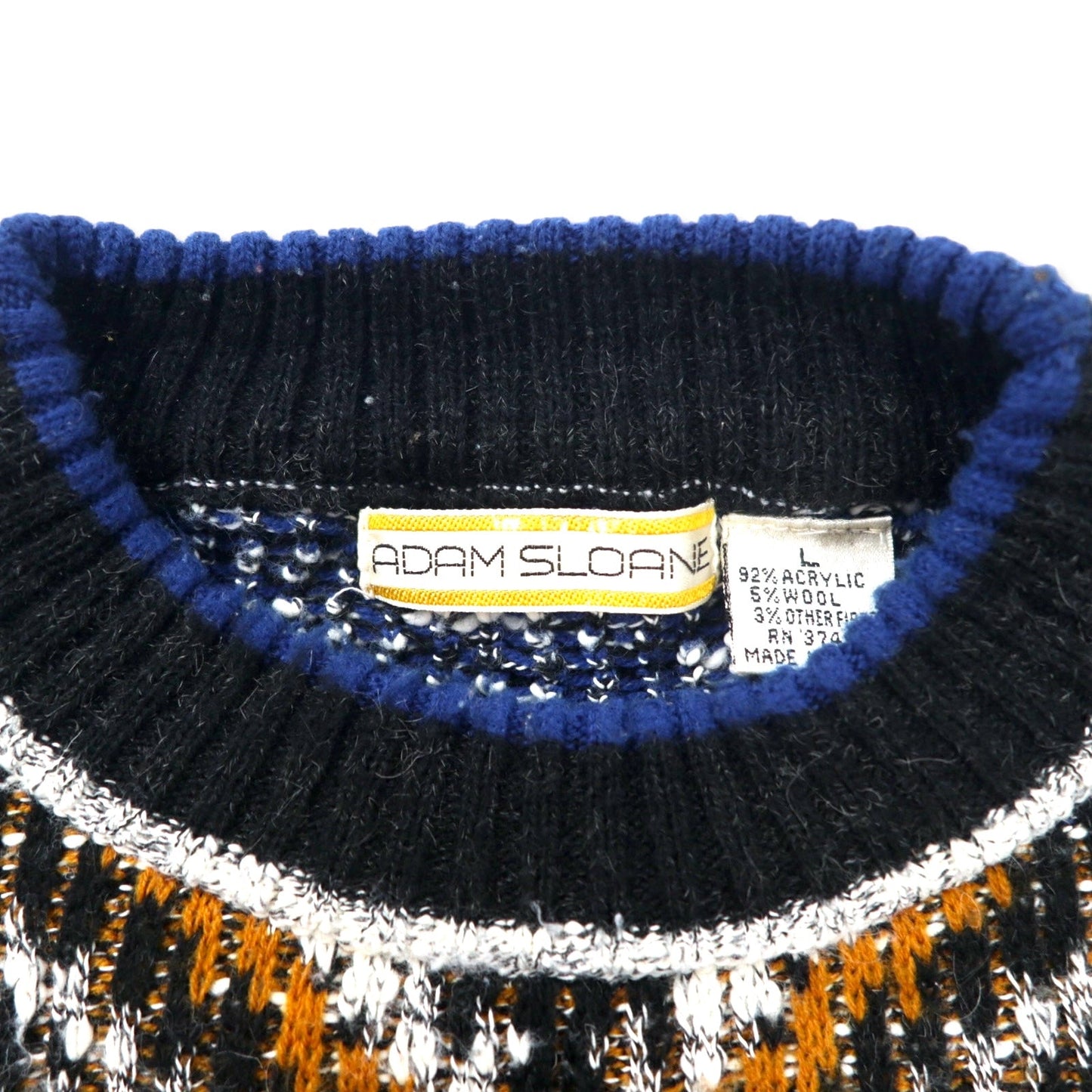 ADAM SLOANE 90s All-Over Print Acrylic Knit Sweater, Size L, Multicolor