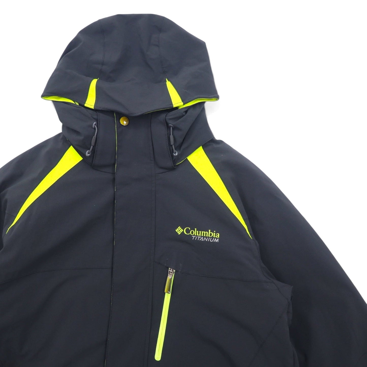 Columbia Omni-Tech Mountain Parka, Size M, Black, Nylon, Waterproof, Windproof, Titanium, Drawcord, Retractable Hood, EM4504