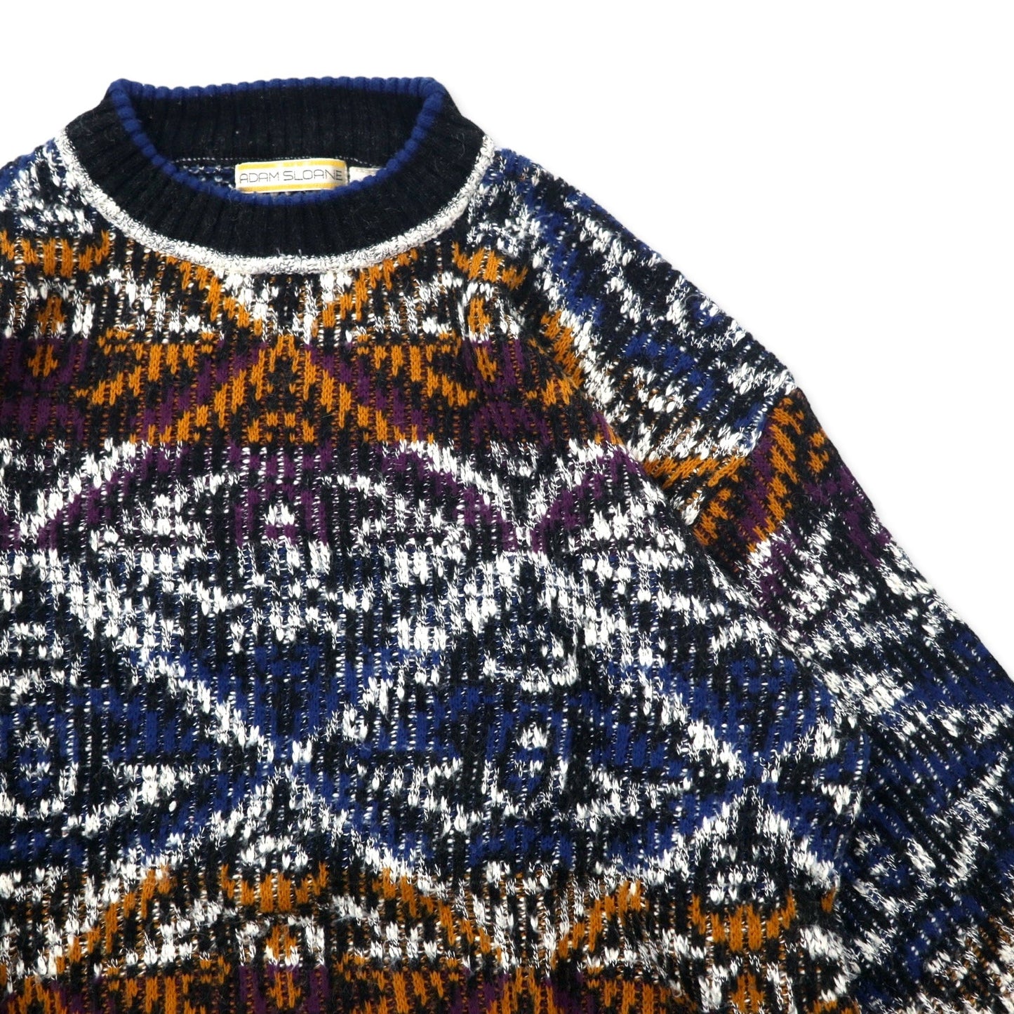 ADAM SLOANE 90s All-Over Print Acrylic Knit Sweater, Size L, Multicolor
