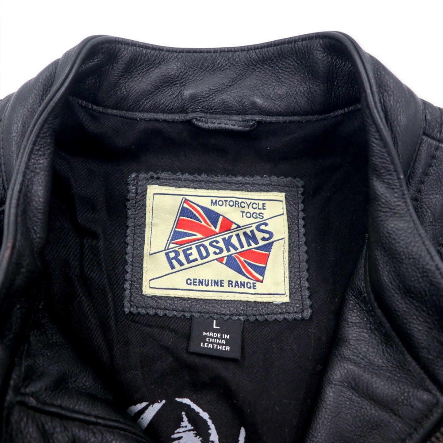MOTORCYCLE TOGS REDSKINS シングル レザー ライダース バイカージャケット L ブラック ユニオンジャック ワッペン バックロゴ キルティング