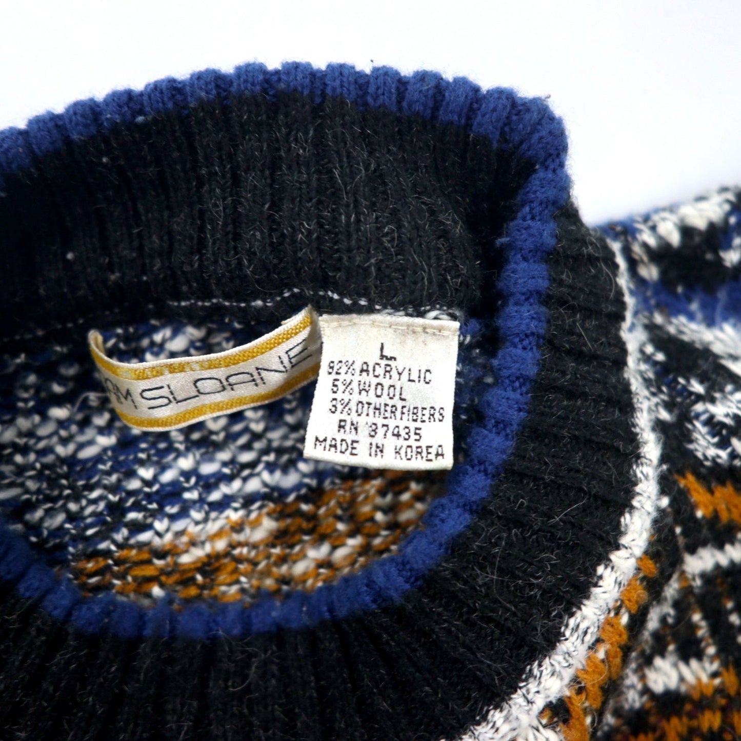 ADAM SLOANE 90s All-Over Print Acrylic Knit Sweater, Size L, Multicolor