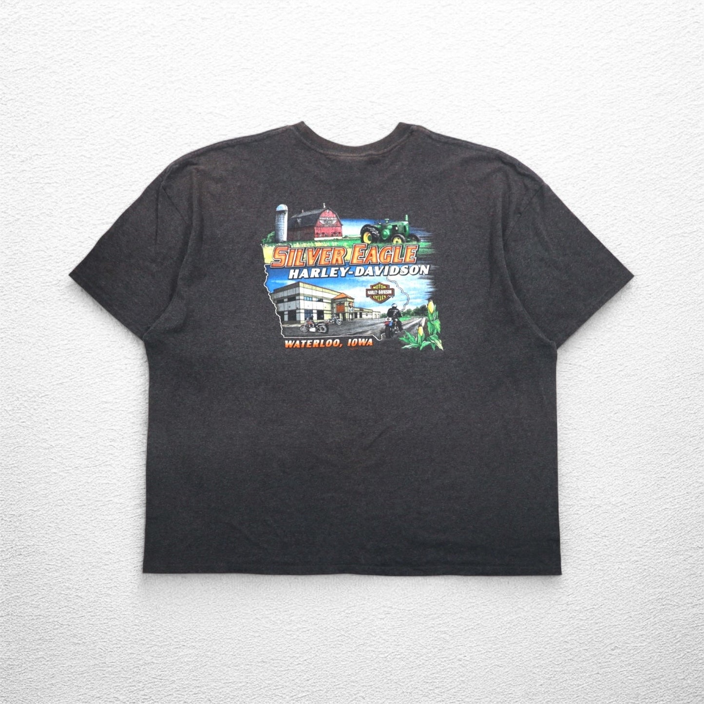 HARLEY DAVIDSON Double-Sided Print T-Shirt, Size 3XL, Gray, Silver Eagle, Made in Nicaragua