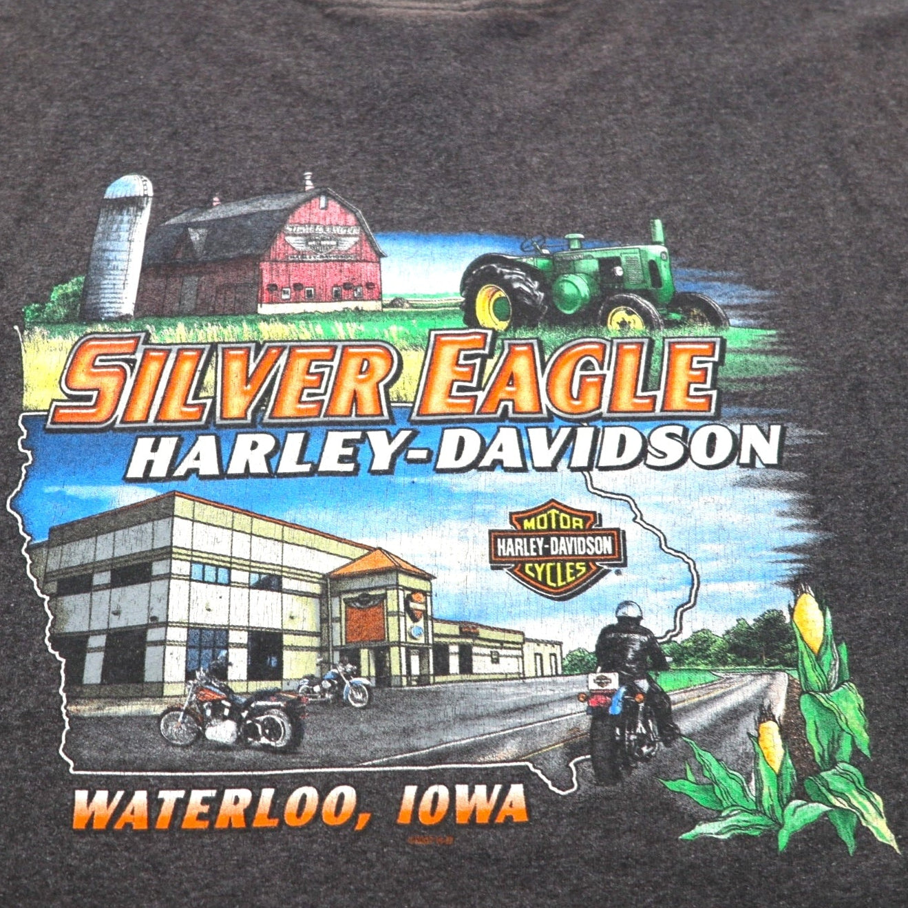 HARLEY DAVIDSON Double-Sided Print T-Shirt, Size 3XL, Gray, Silver Eagle, Made in Nicaragua
