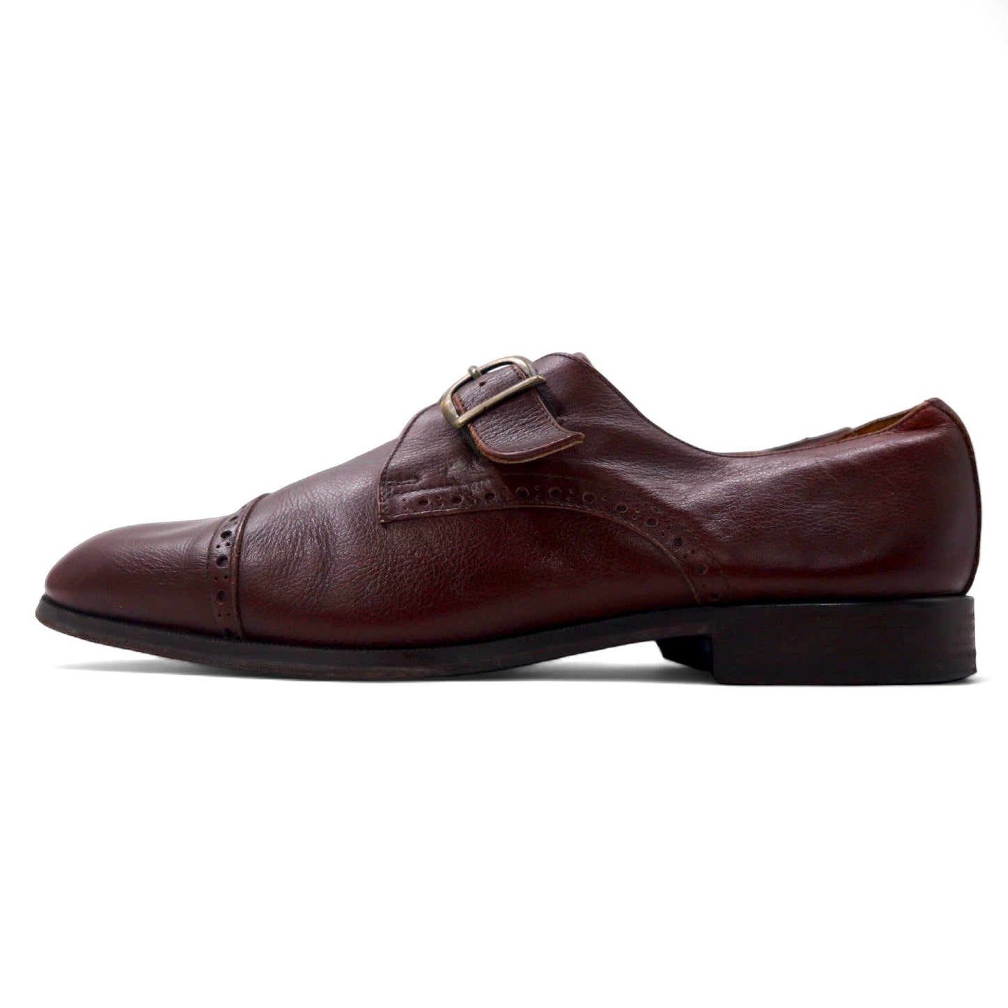 SAGRIPANTI Italian-made monk strap straight-tip shoes, size 27cm, brown leather