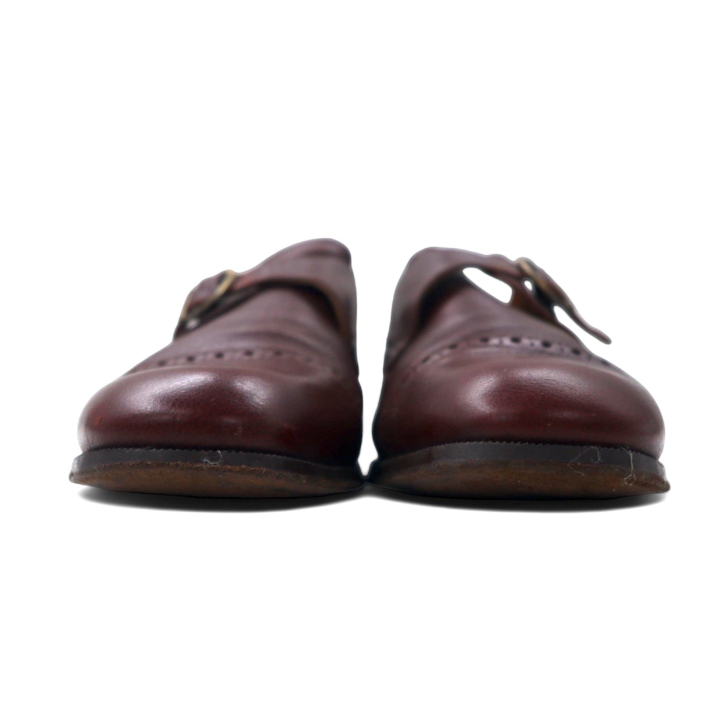 SAGRIPANTI Italian-made monk strap straight-tip shoes, size 27cm, brown leather