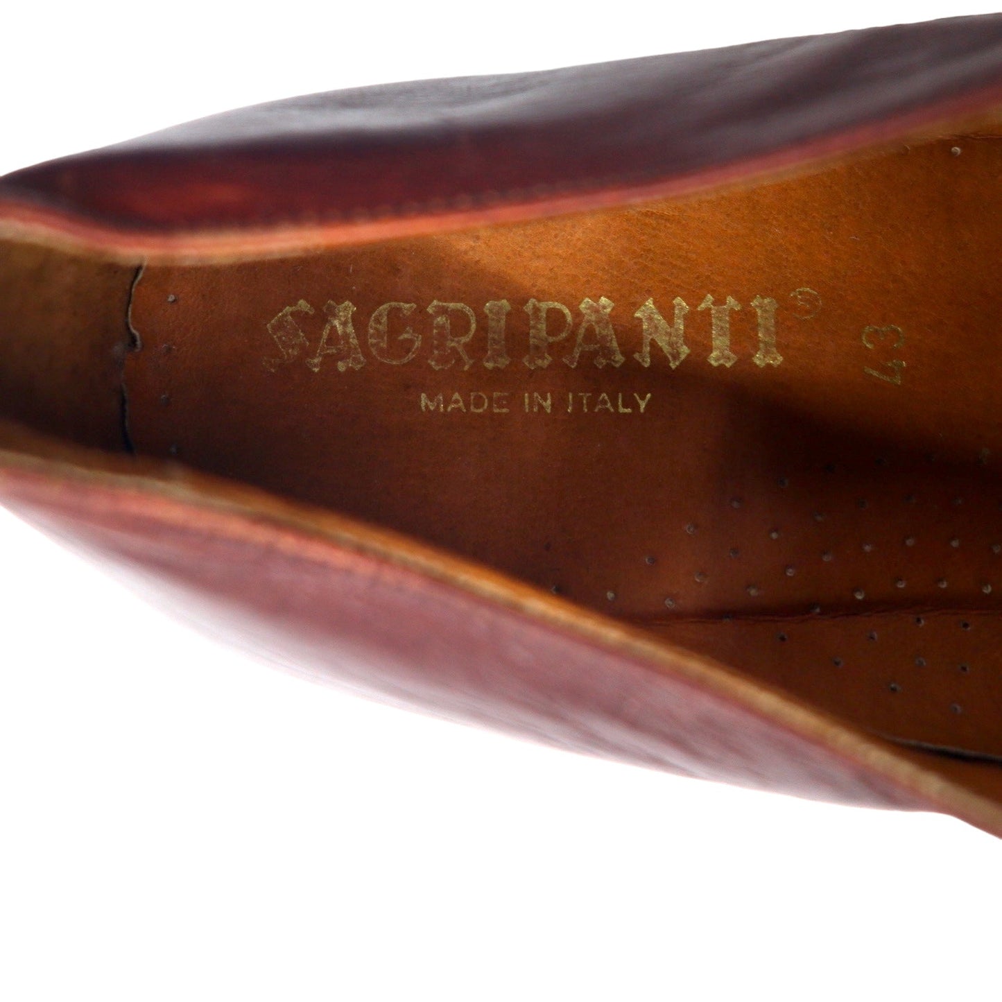 SAGRIPANTI Italian-made monk strap straight-tip shoes, size 27cm, brown leather
