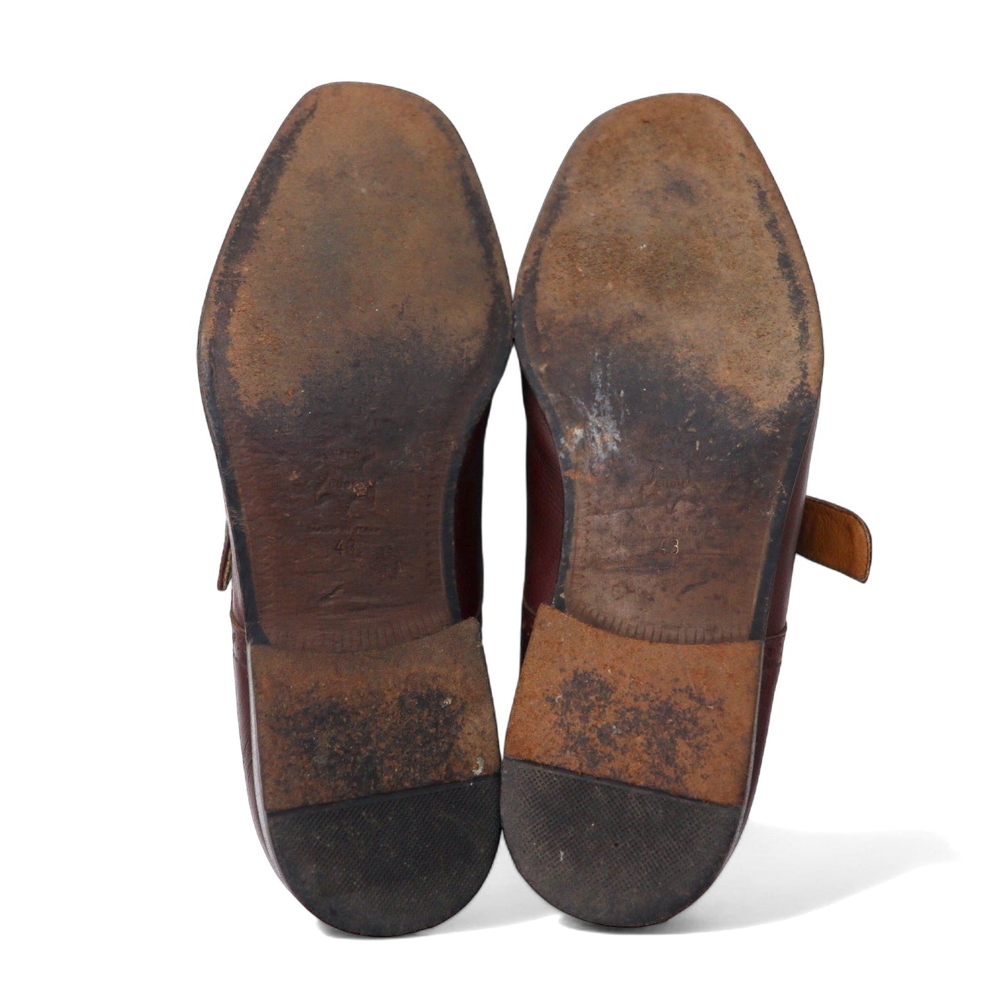 SAGRIPANTI Italian-made monk strap straight-tip shoes, size 27cm, brown leather