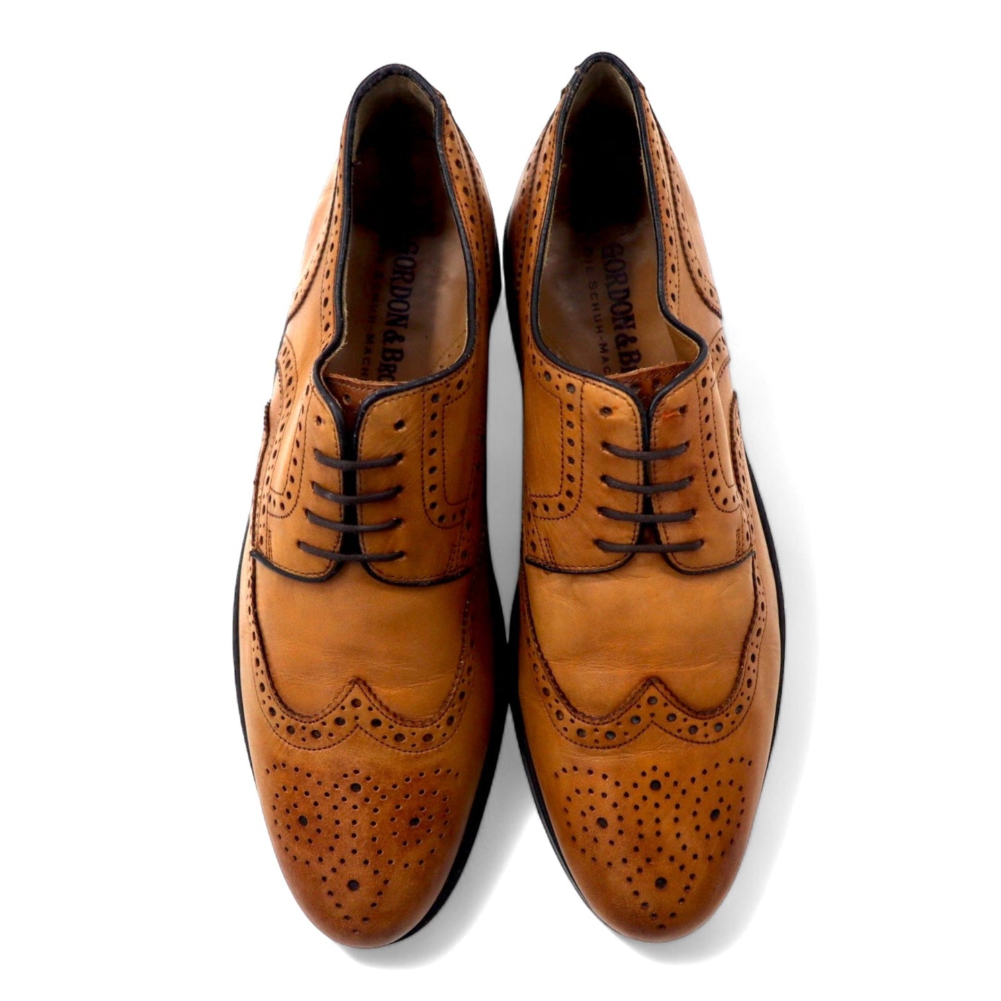 GORDON & BROS. Medallion Wingtip Country Shoes, Size 26cm, Brown Leather