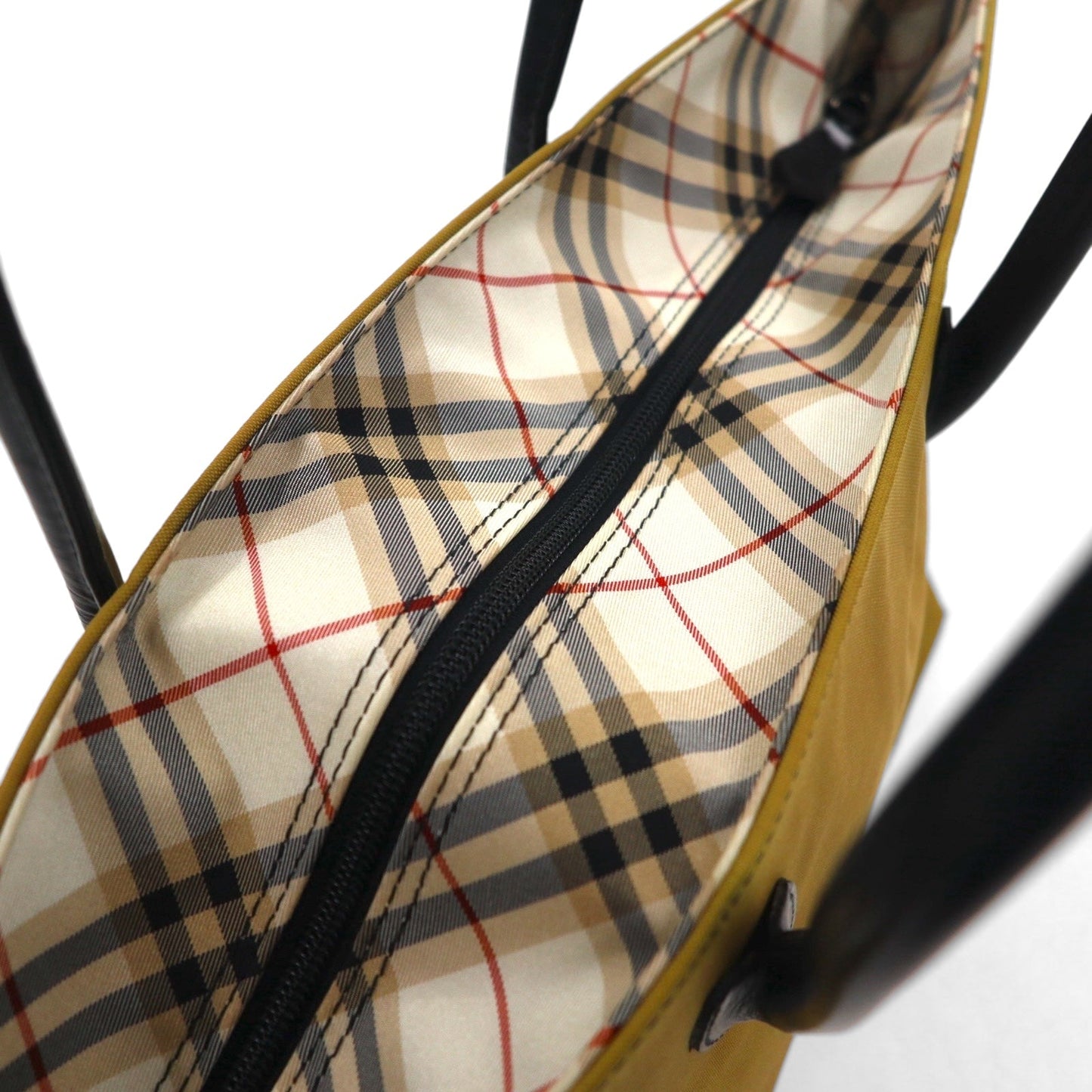 BURBERRY BLUE LABEL ノバチェック切り替え 舟形 トートバッグ ベージュ ナイロン レザー 牛革 日本製