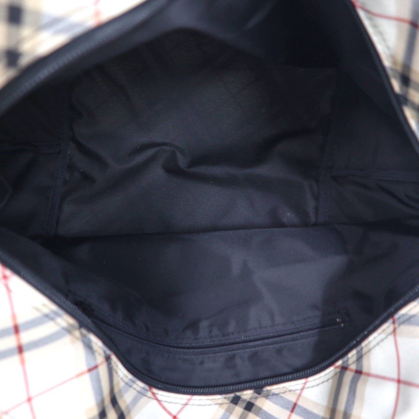 BURBERRY BLUE LABEL ノバチェック切り替え 舟形 トートバッグ ベージュ ナイロン レザー 牛革 日本製