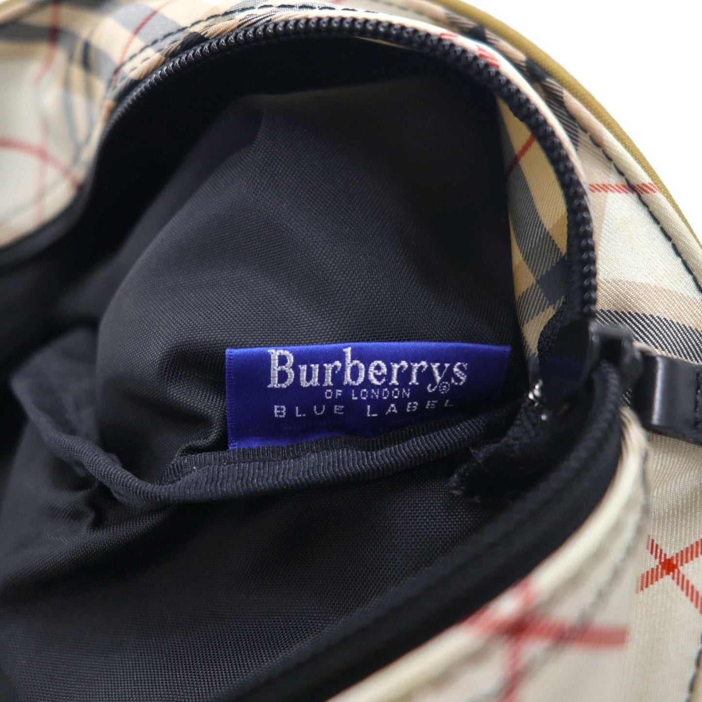 BURBERRY BLUE LABEL ノバチェック切り替え 舟形 トートバッグ ベージュ ナイロン レザー 牛革 日本製