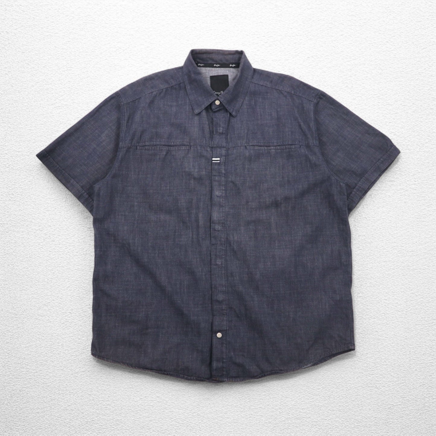 Sean John 00年代 半袖 ブラックデニムシャツ 3XL コットン スナップボタン