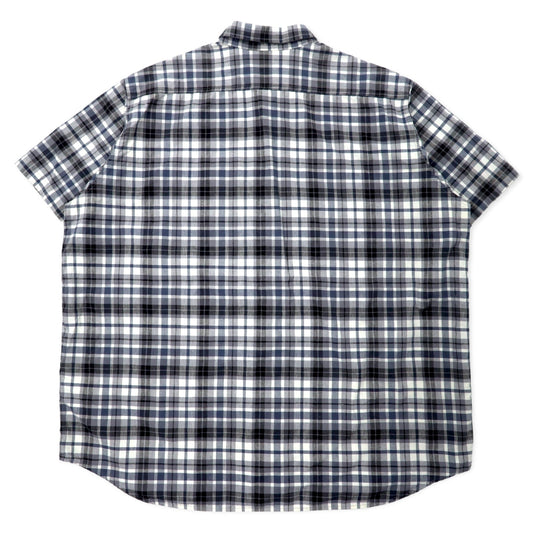 Carhartt Short Sleeve Button-Down Shirt, Gray Check Cotton, XXL, Oversized
