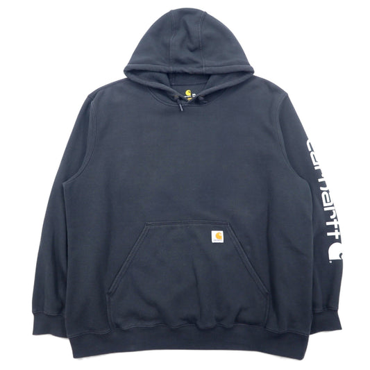 Carhartt Original Fit Pullover Hoodie, Size 2XL, Black, Cotton, Fleece-Lined, Midweight Hooded Logo Sweatshirt, K288, Made in Mexico