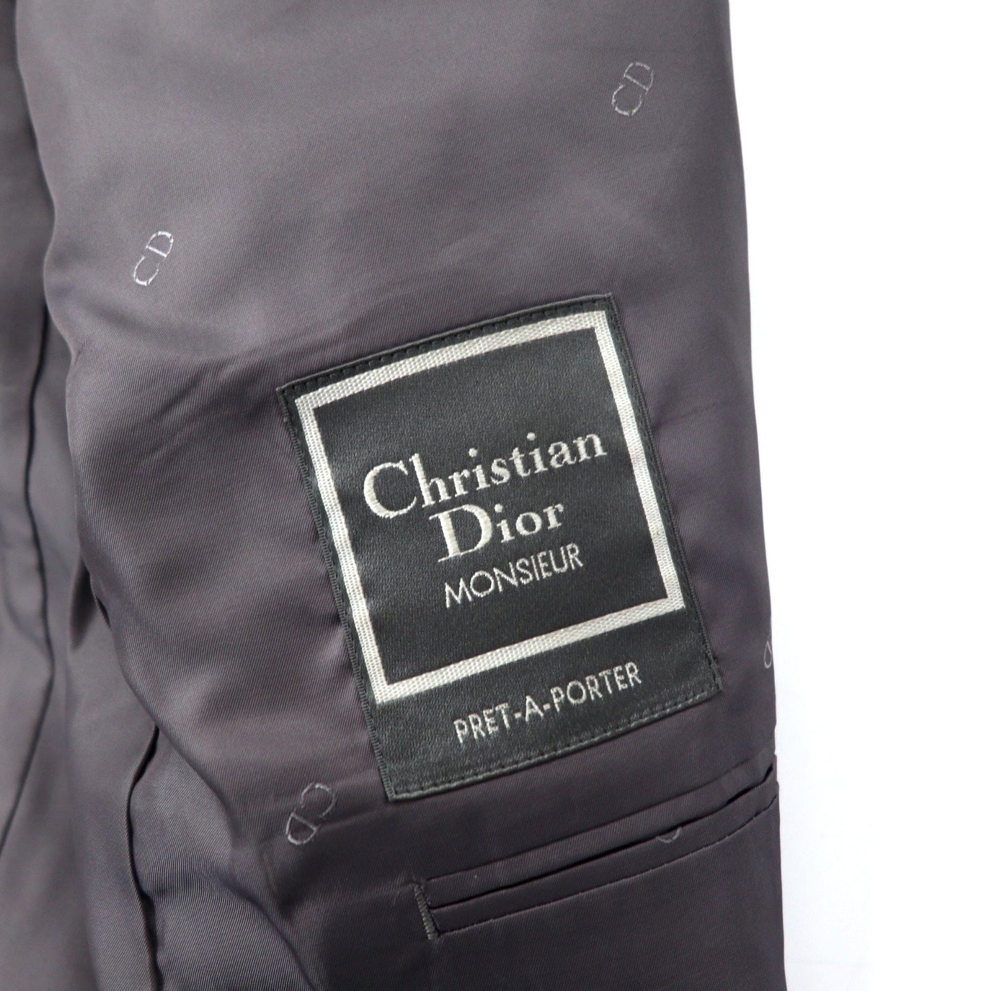 Christian Dior MONSIEUR Vintage 2B Tailored Jacket AB-6 175 Gray Glen Check Wool Made in Japan