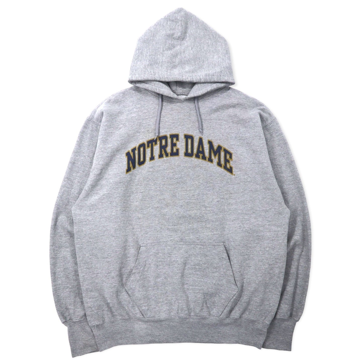 STEVE AND BARRY'S Heavyweight College Print Pullover Hoodie, Large, Gray, Cotton, Paki Cotton, Notre Dame, Oversized