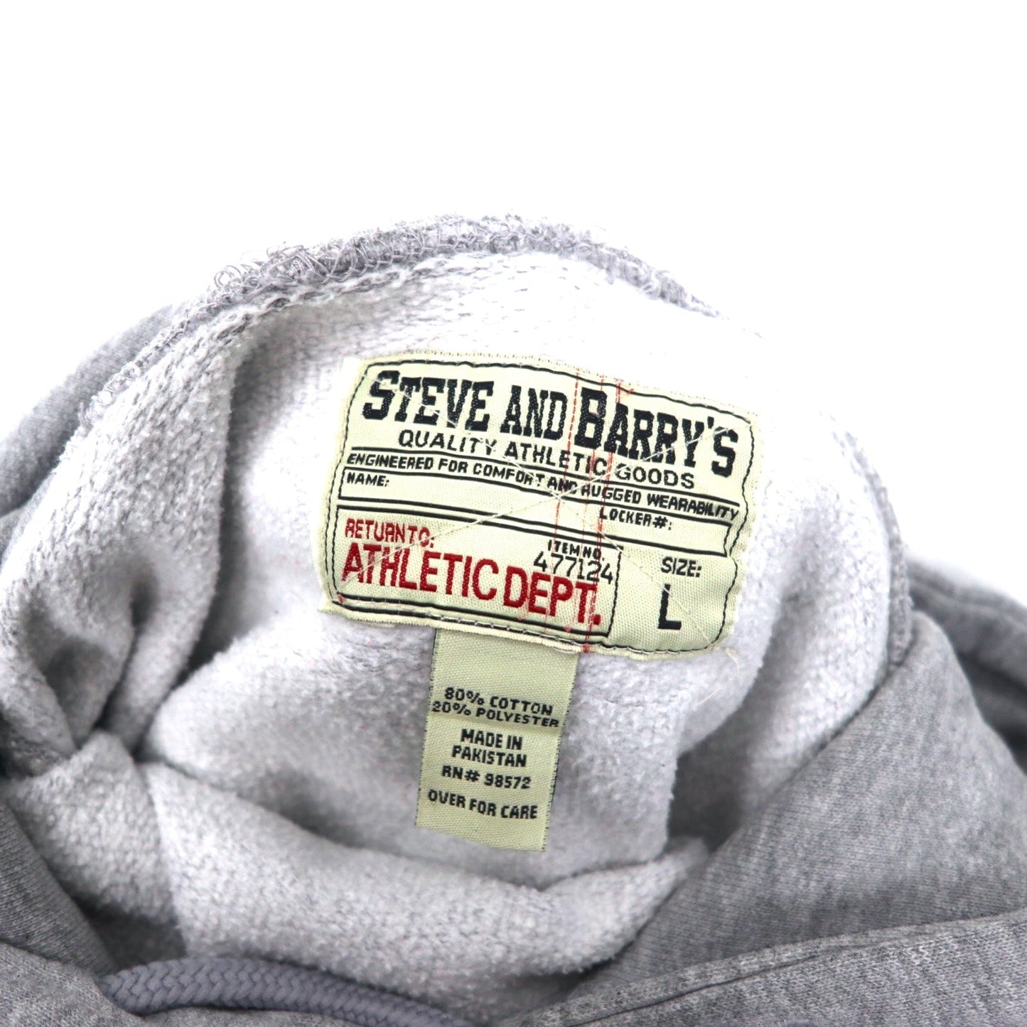 STEVE AND BARRY'S Heavyweight College Print Pullover Hoodie, Large, Gray, Cotton, Paki Cotton, Notre Dame, Oversized