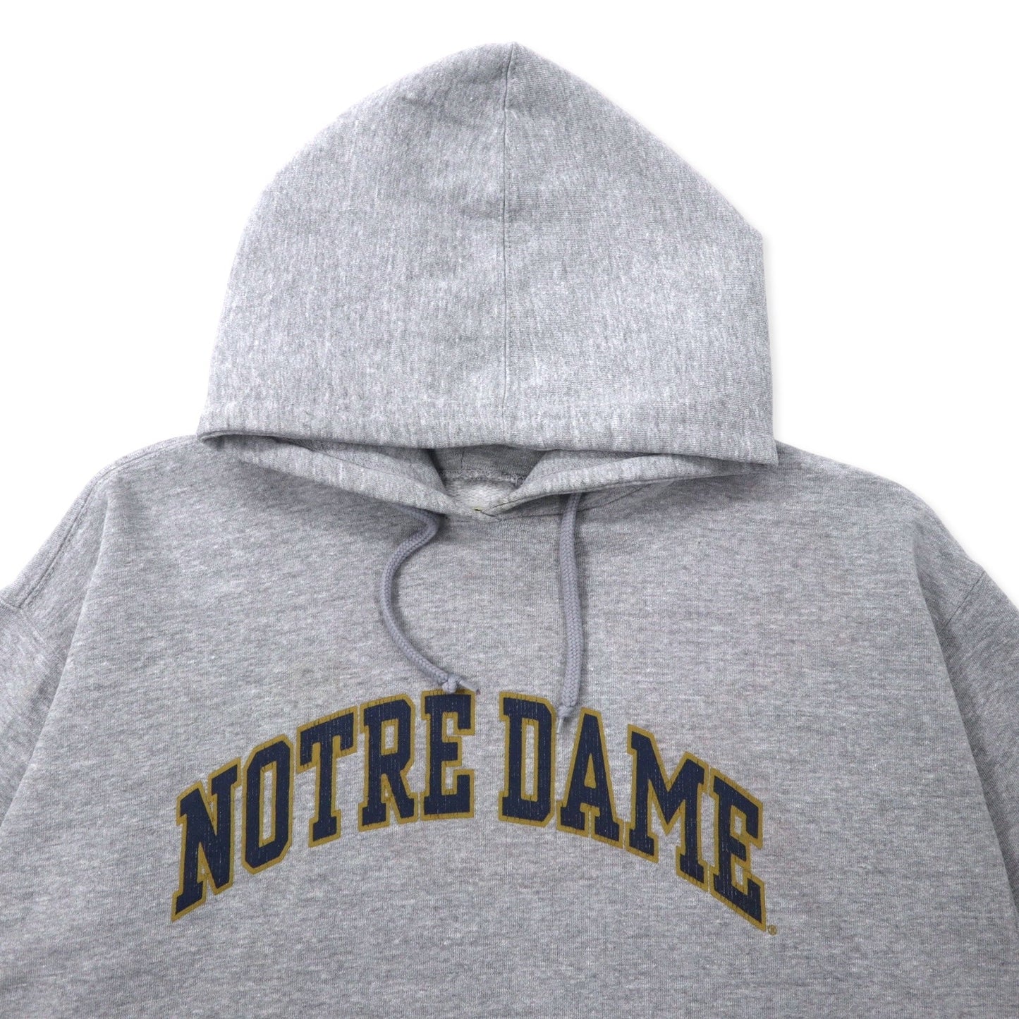 STEVE AND BARRY'S Heavyweight College Print Pullover Hoodie, Large, Gray, Cotton, Paki Cotton, Notre Dame, Oversized