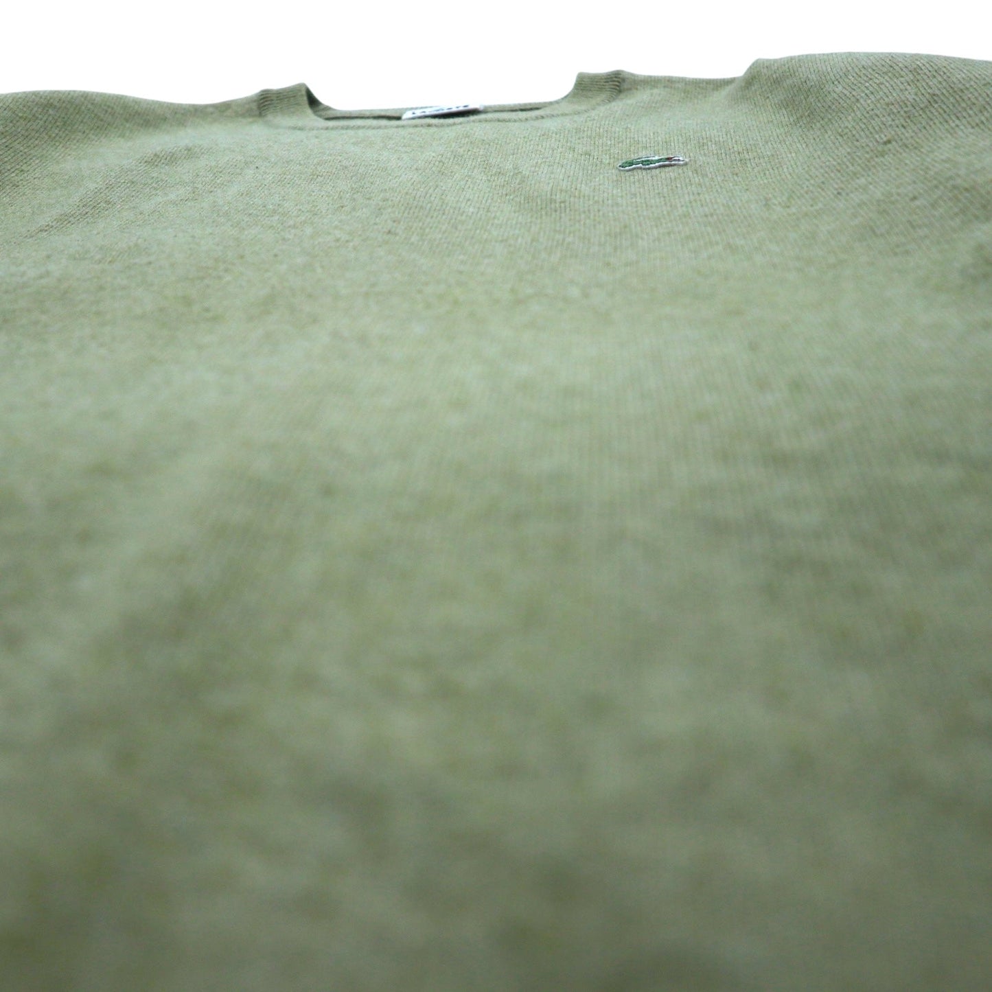 LACOSTE クルーネック セーター ニット L ベージュ ウール ワンポイントロゴ