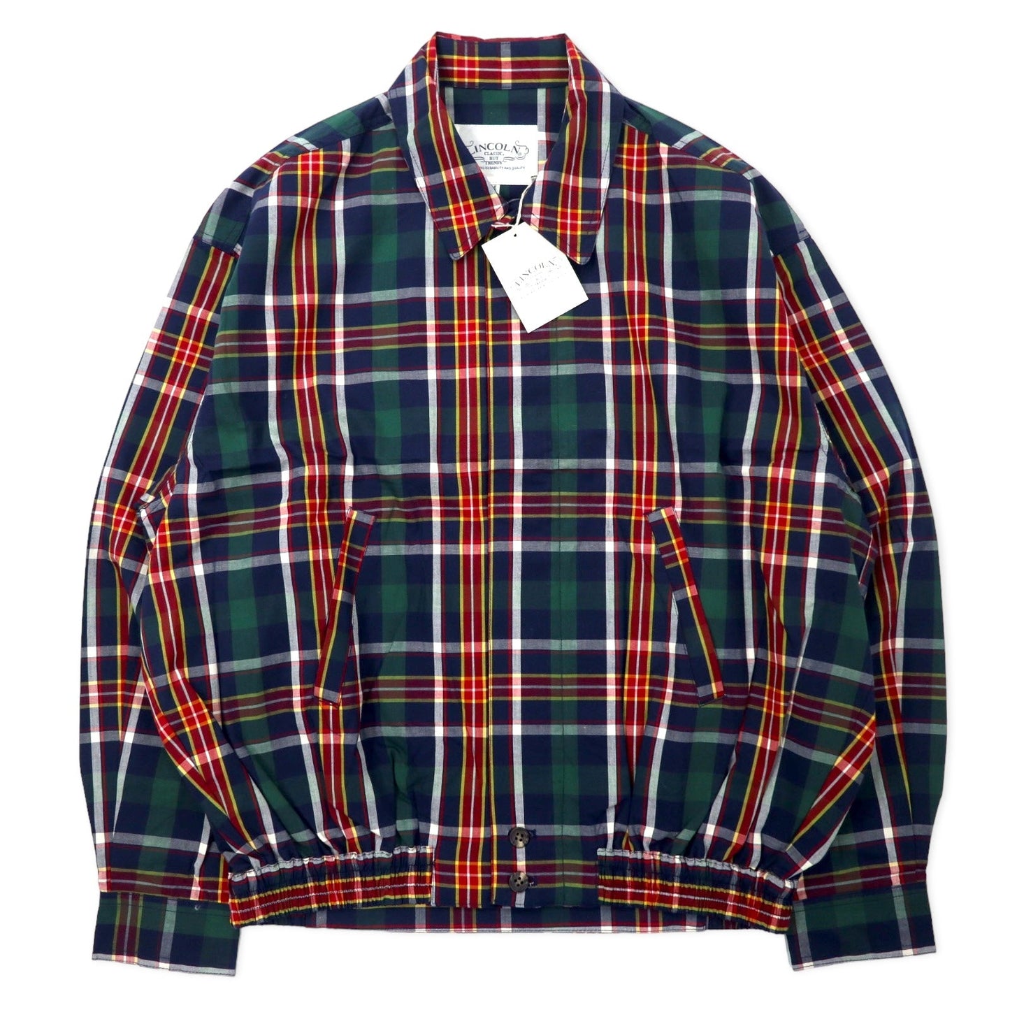 LINCOLN 90s Harrington Swing Top Jacket, Size M, Navy Check Cotton, Unused
