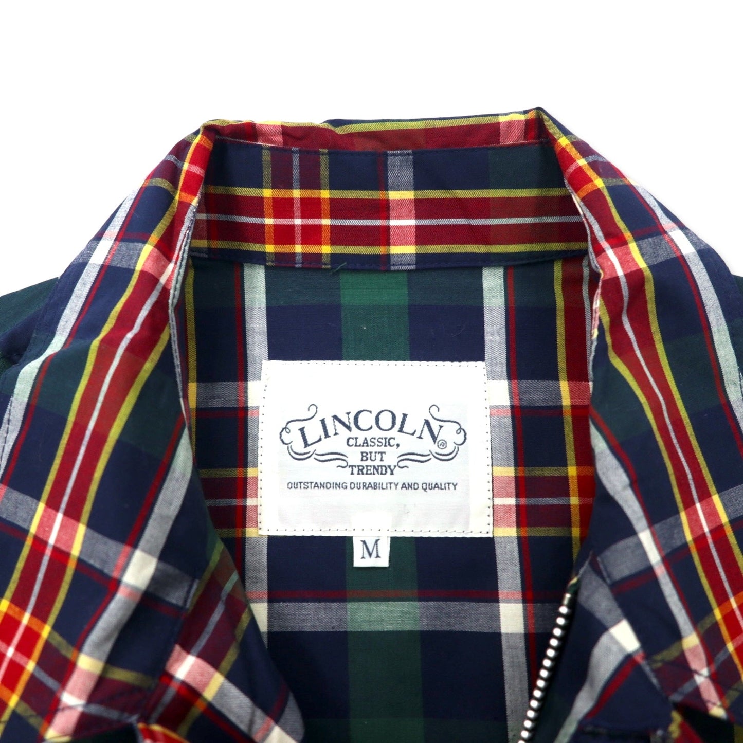 LINCOLN 90s Harrington Swing Top Jacket, Size M, Navy Check Cotton, Unused