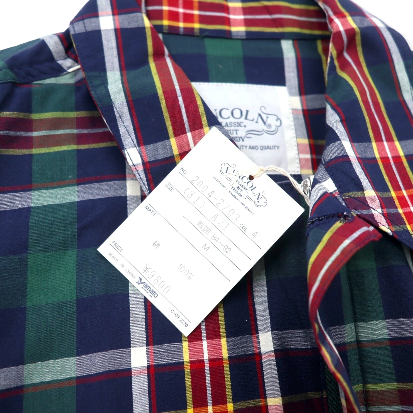 LINCOLN 90s Harrington Swing Top Jacket, Size M, Navy Check Cotton, Unused