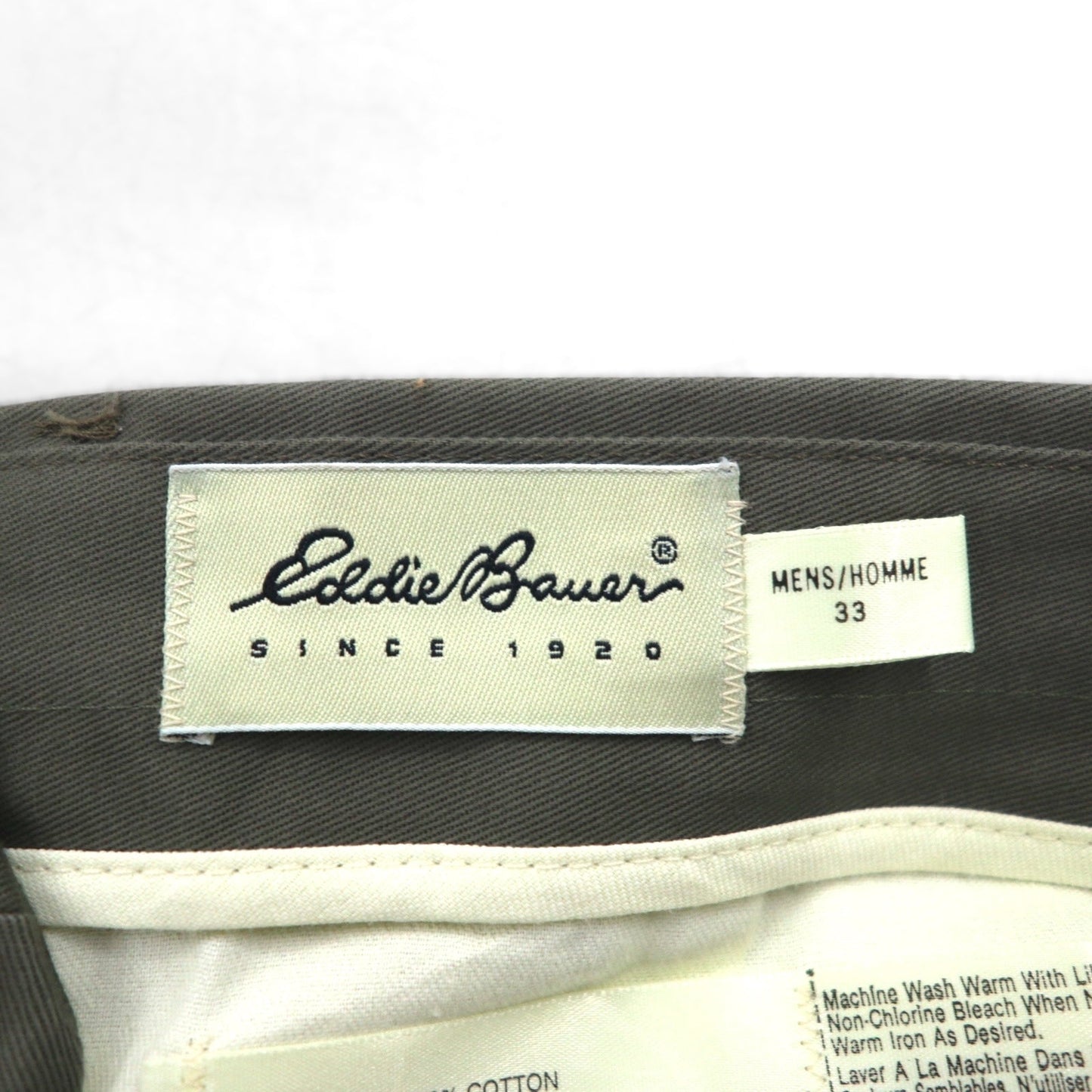 Eddie Bauer 90年代 USA製 2タック ワイド チノ スラックス パンツ M ベージュ コットン