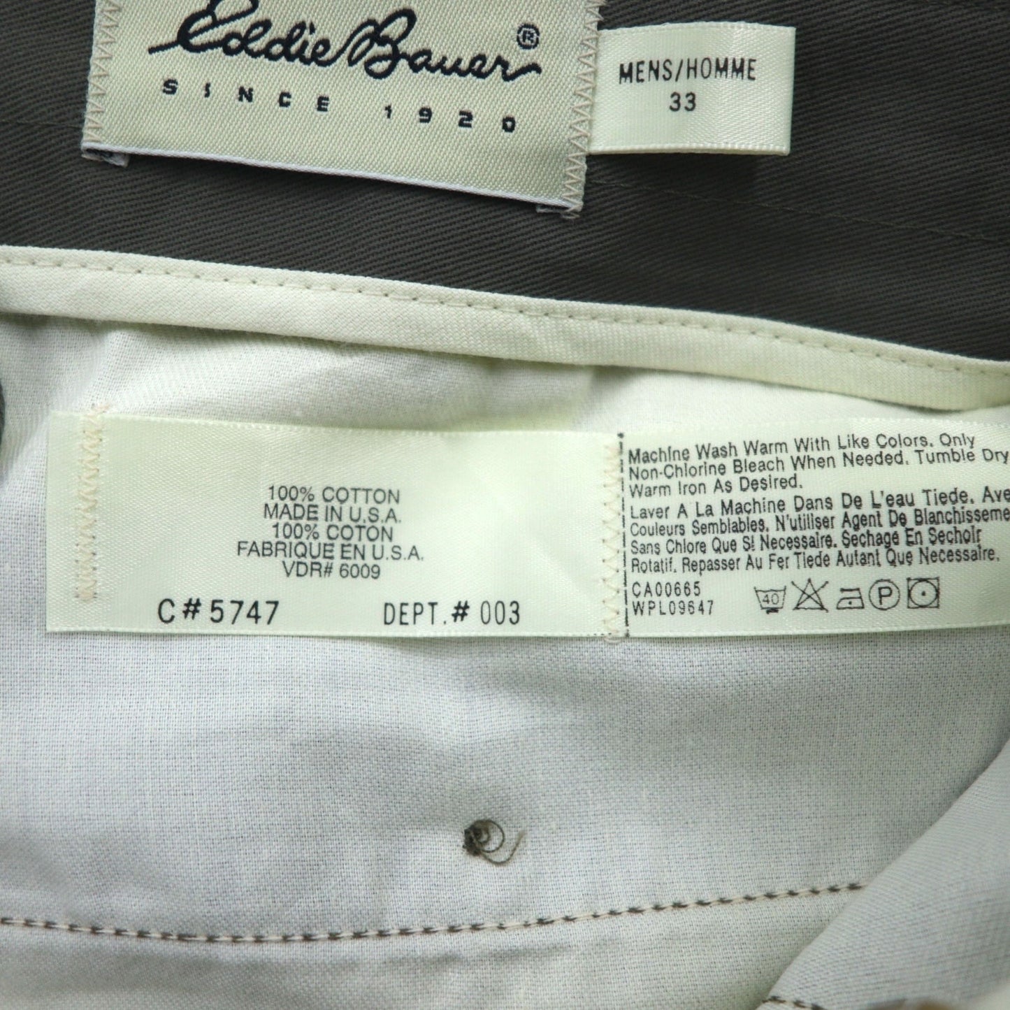 Eddie Bauer 90年代 USA製 2タック ワイド チノ スラックス パンツ M ベージュ コットン