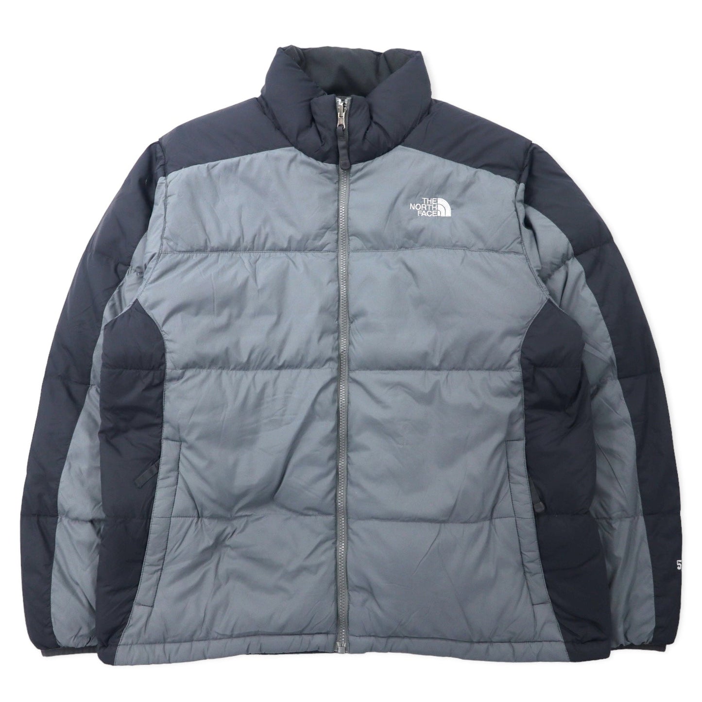 THE NORTH FACE Nuptse Down Jacket, 550 Fill Power, Large, Gray, Nylon, with Embroidered Logo