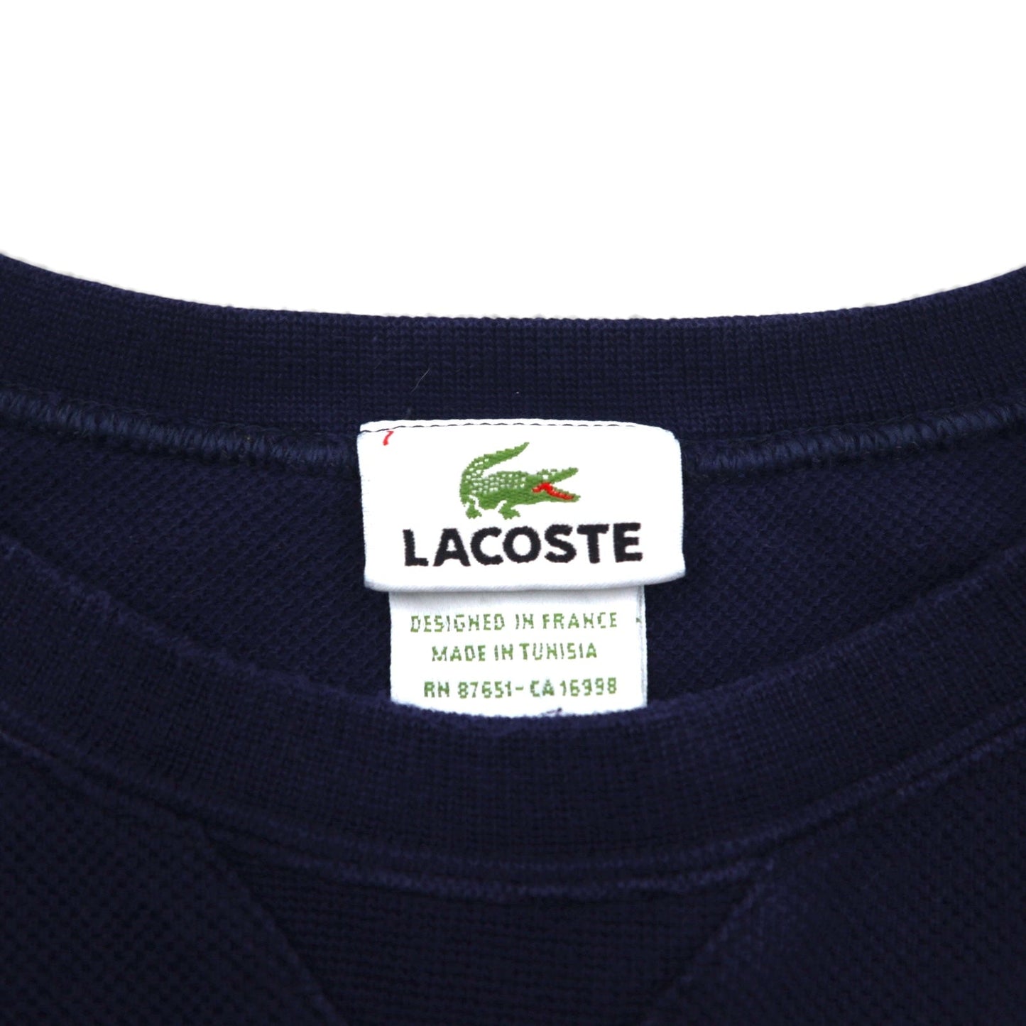 LACOSTE 鹿の子 前V スウェット トレーナー L ネイビー F5191 DESIGNED IN FRANCE
